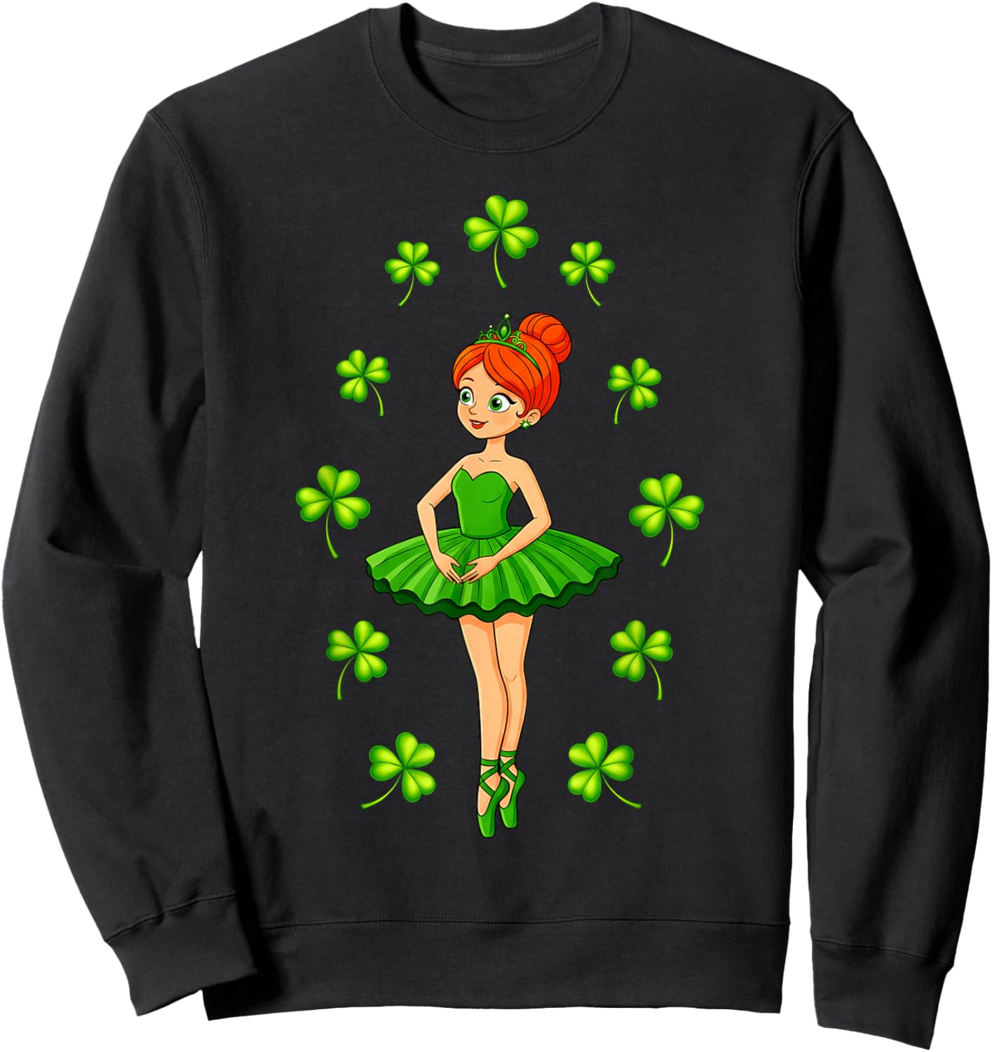 Cute Ballerinas Ballet Dancers St. Patrick's Day Girls Kids Sweatshirt - Sweatshirt | Black