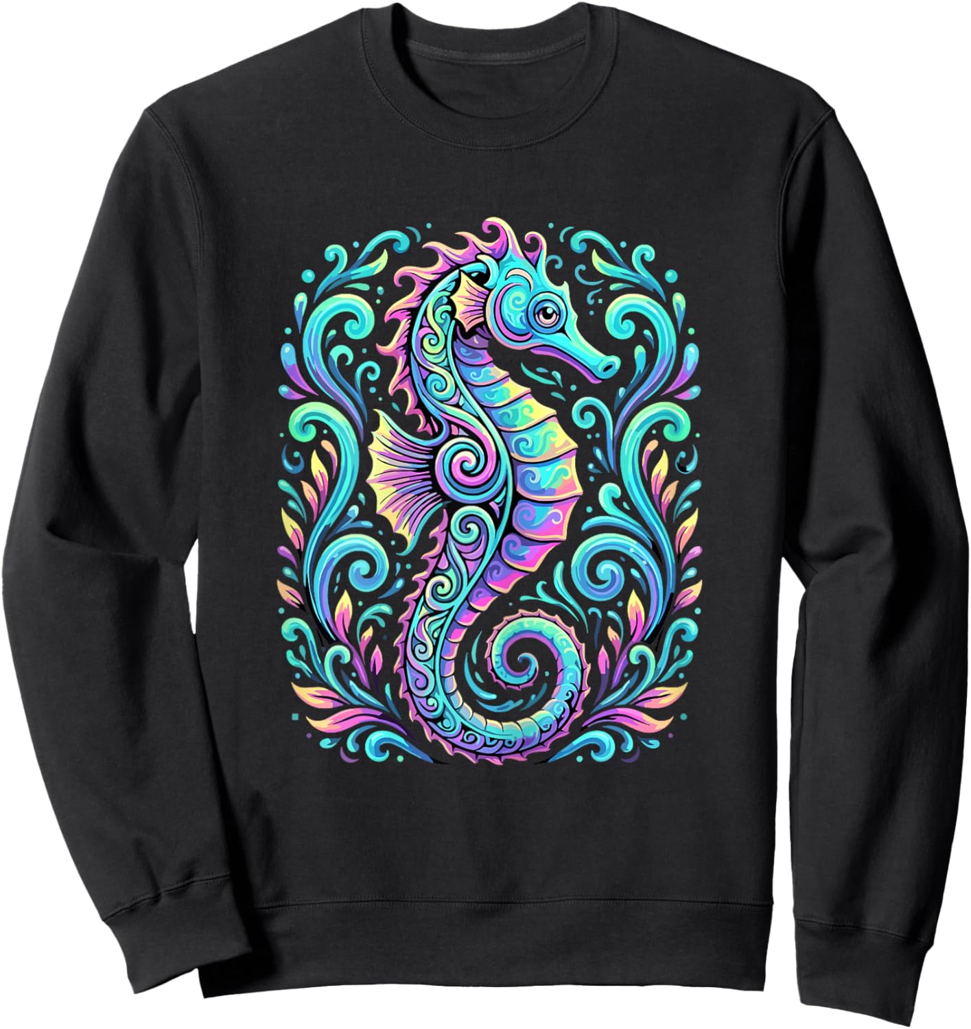 Colorful Seahorse Ocean Sweatshirt - Sweatshirt | Black