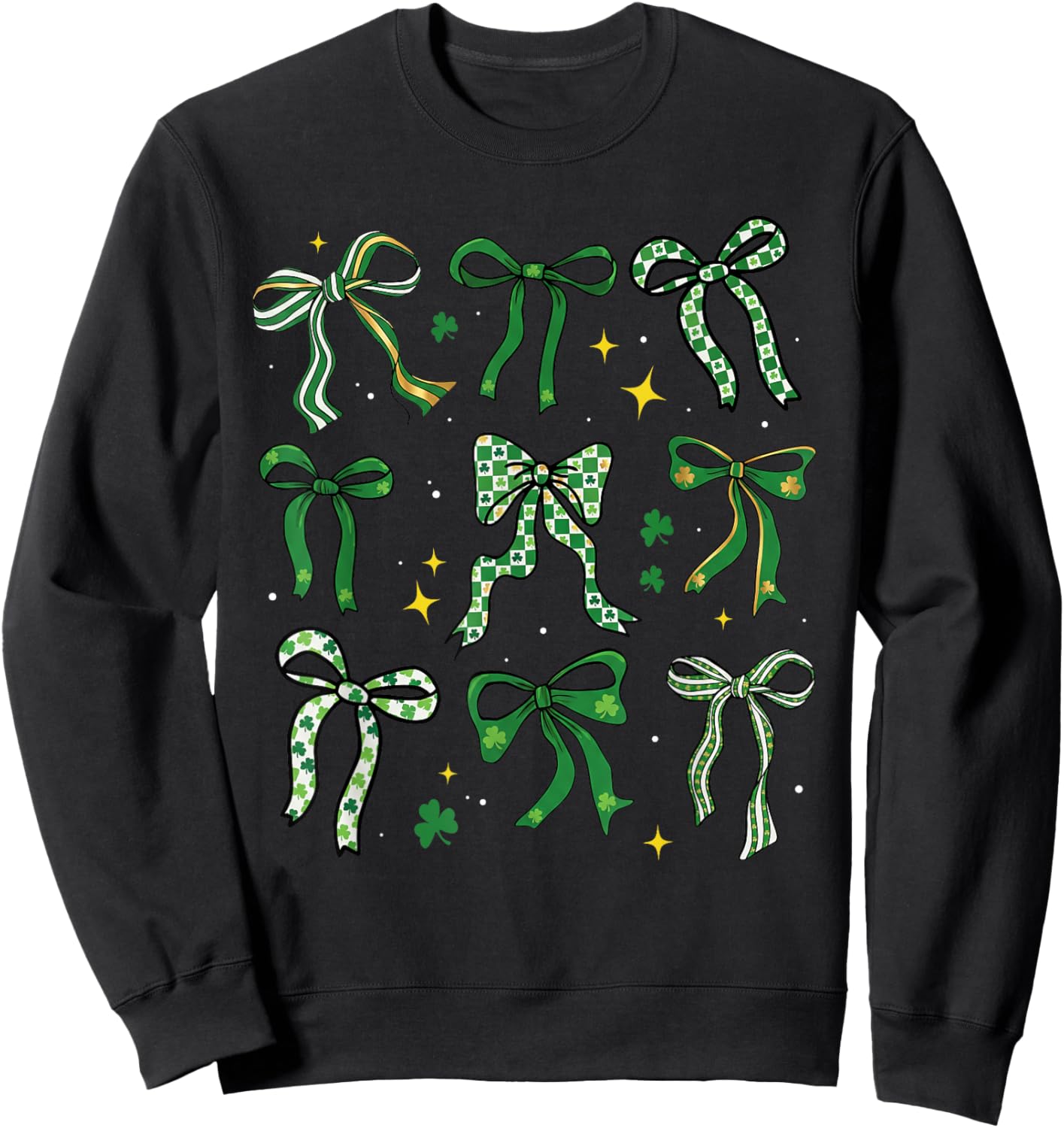 St Patricks Day Bow Coquette Saint Paddys Girls Kids Women Sweatshirt - Sweatshirt | Black