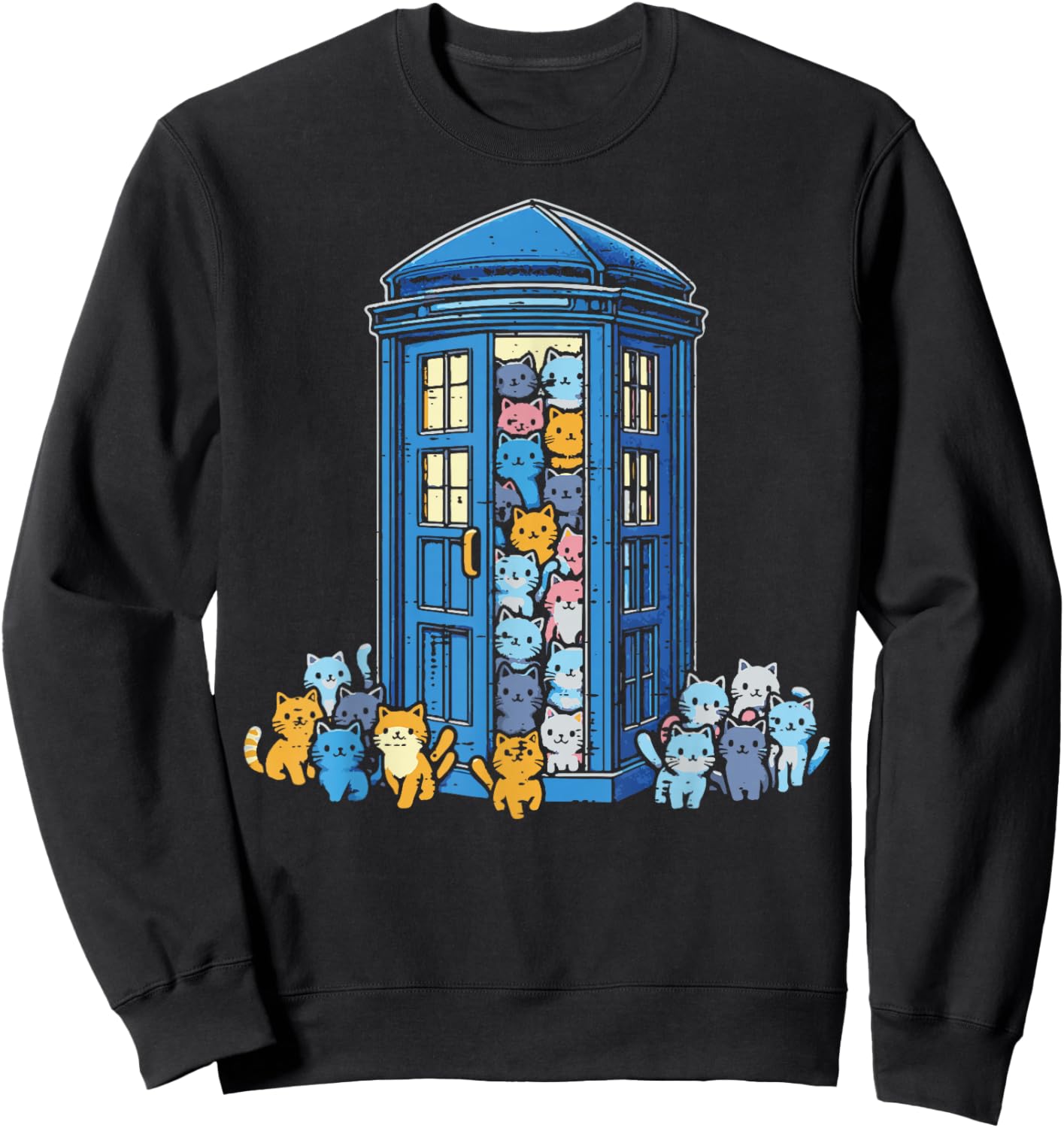 Cats Telephone Booth Cute Kitten Kitty Girls Kids Women Men Sweatshirt - Sweatshirt | Black
