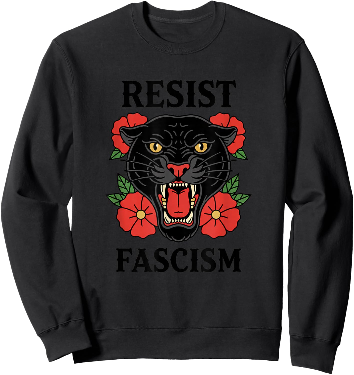 Resist Fascism Panther Political Protest Activist Sweatshirt - Sweatshirt | Black