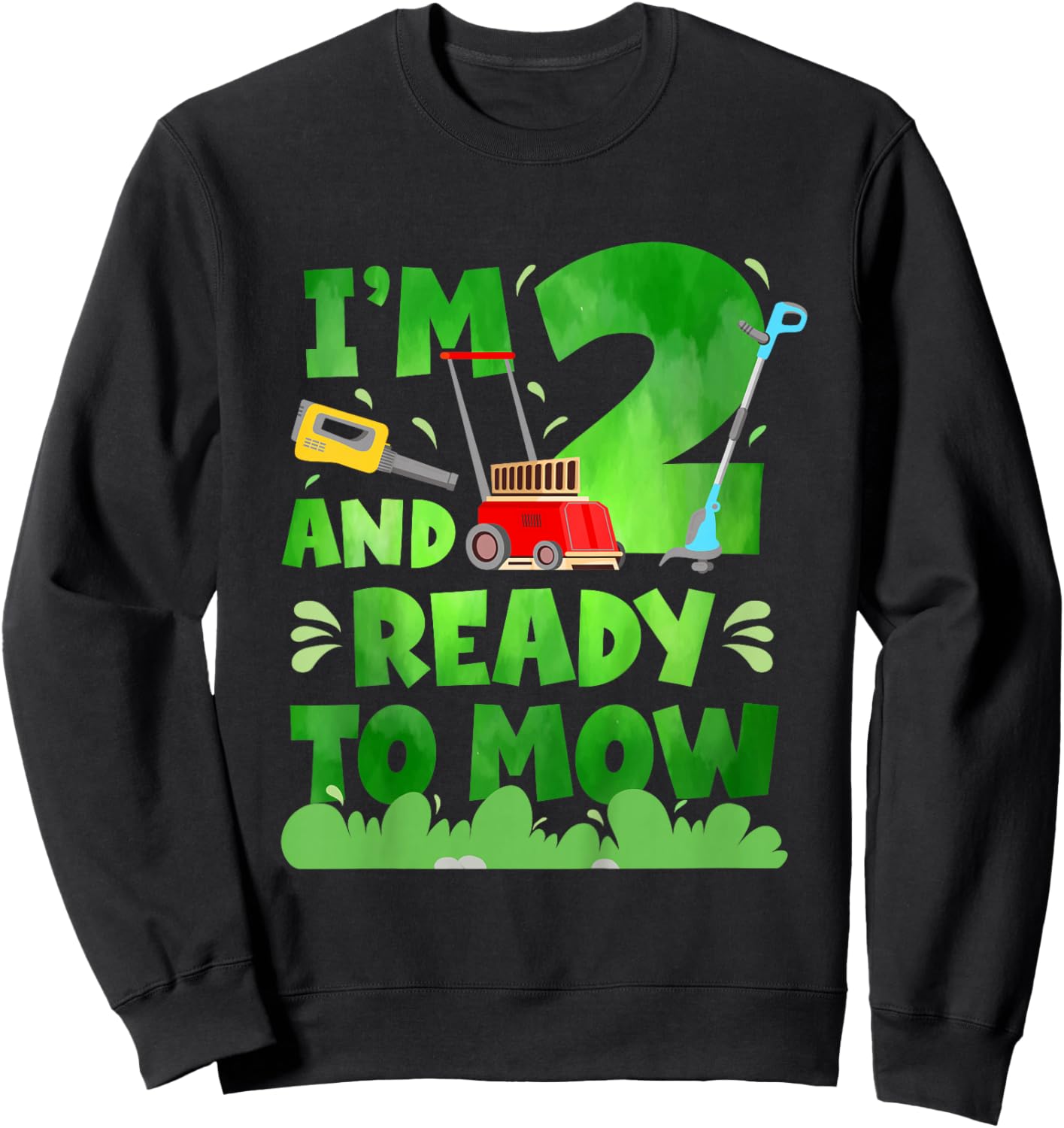 2nd Lawn Mowing Birthday 2 Year Old Lawn Mower Sweatshirt - Sweatshirt | Black