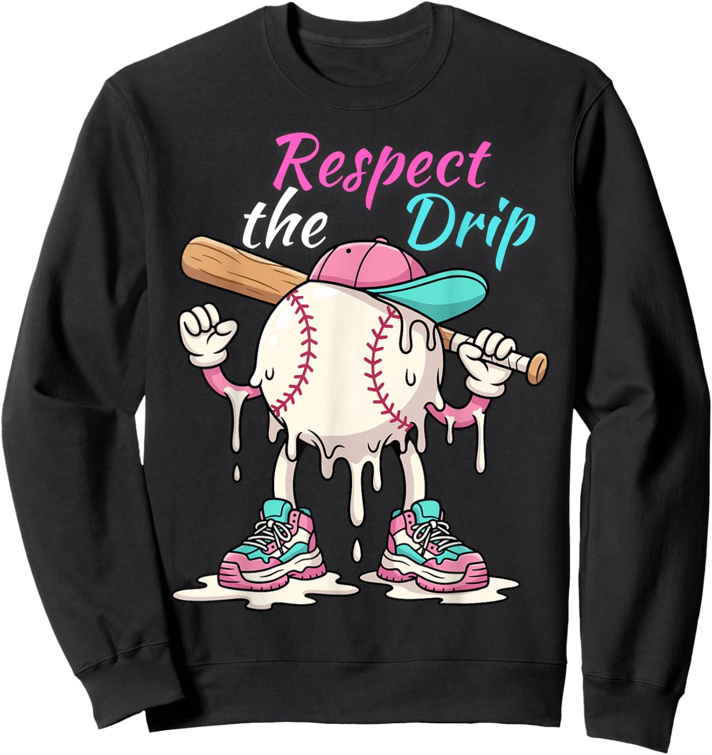 Funny Baseball Life Style 101 Youth Drip Streetwear Sweatshirt - Sweatshirt | Black