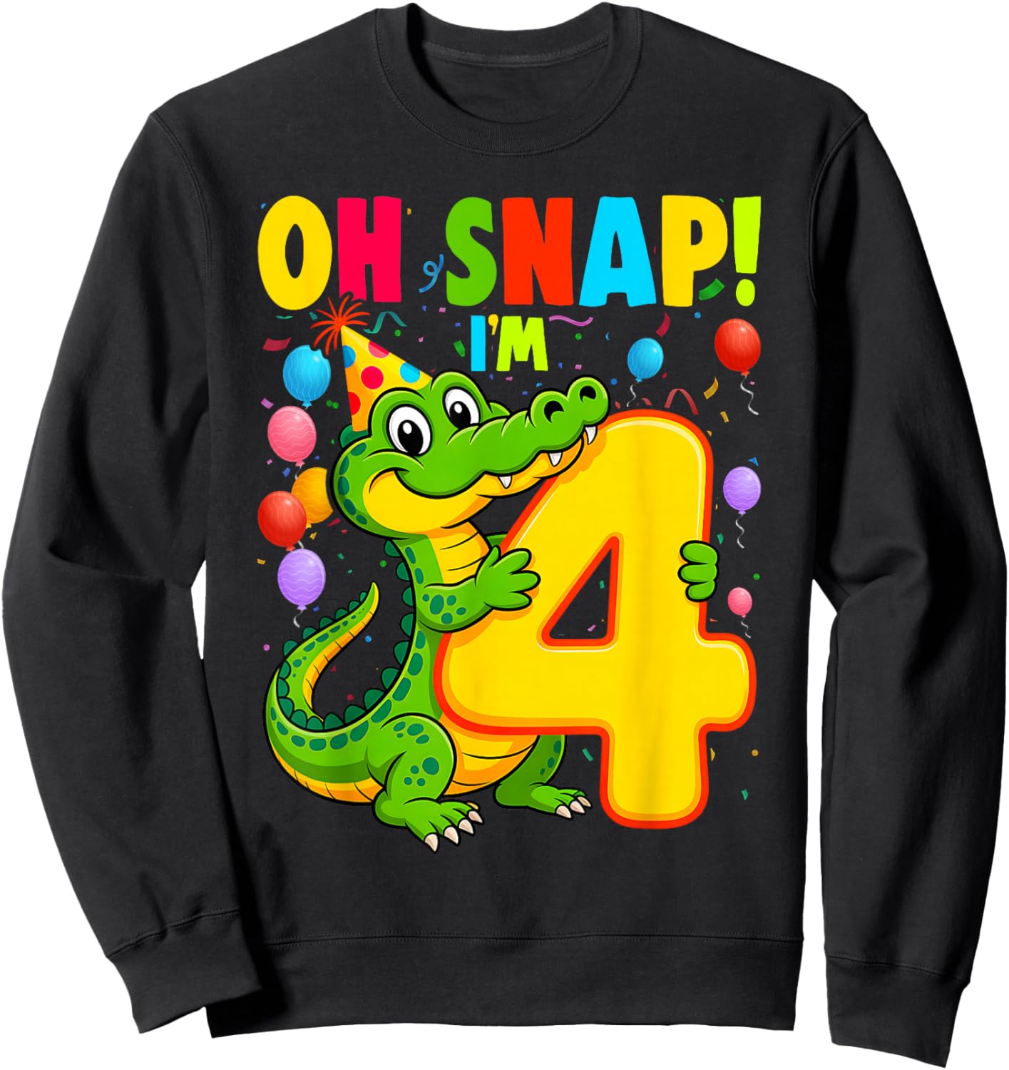 4 Year Old Alligator Birthday Crocodile Gator 4th Sweatshirt - Sweatshirt | Black