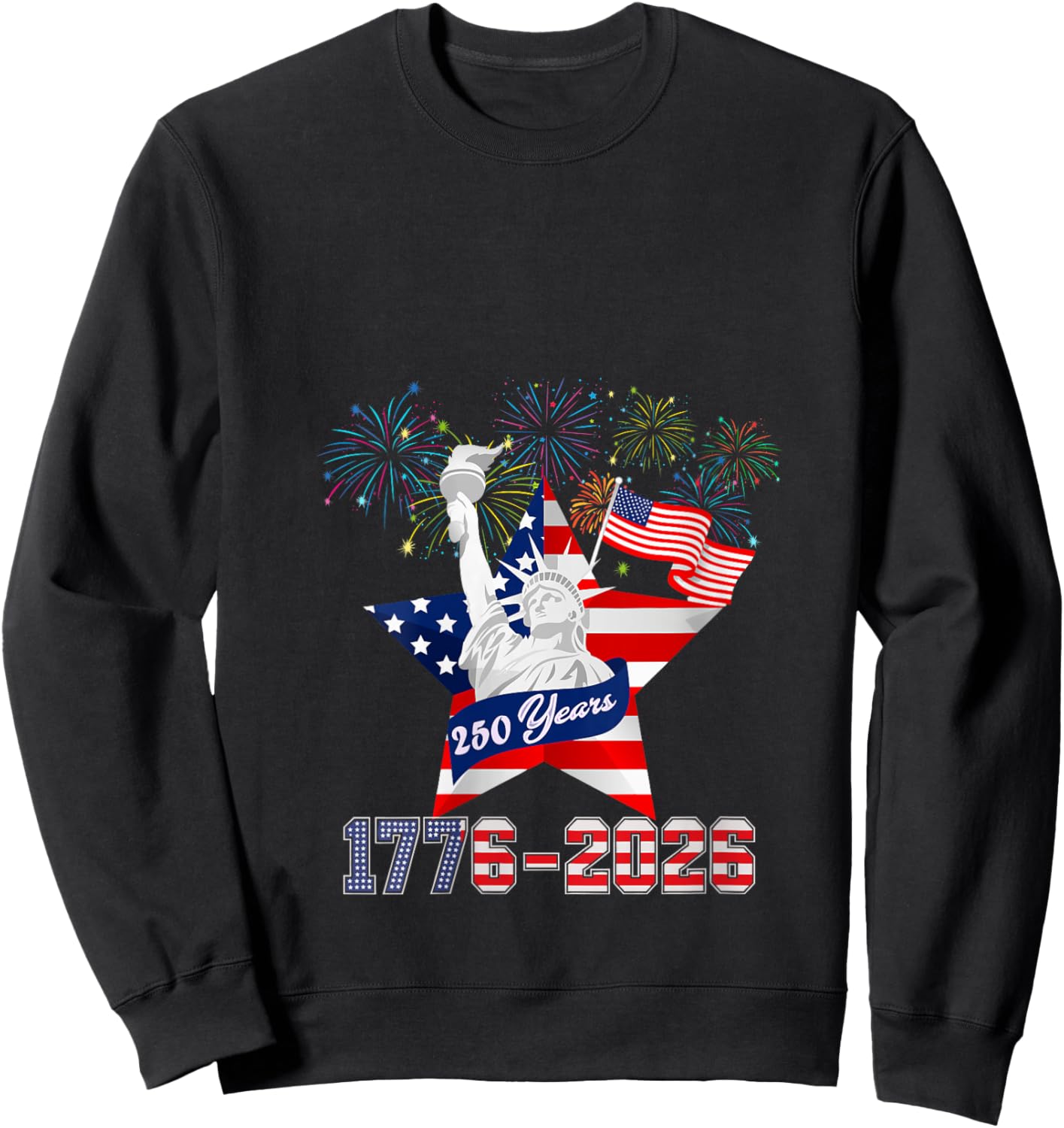 US Anniversary 1776-2026 Birthday 4th of July Independence V-Neck Sweatshirt - Sweatshirt | Black