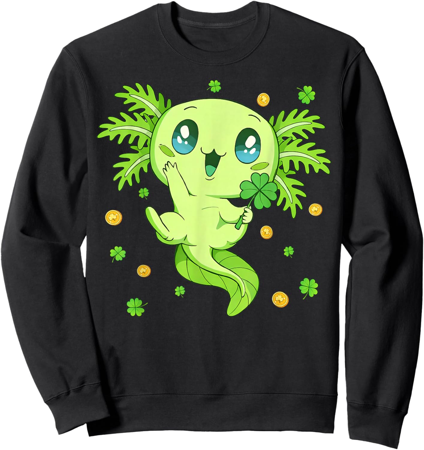 Axolotl Saint Patricks Day Boys Girls Axolotl St Patrick Sweatshirt - Sweatshirt | Black