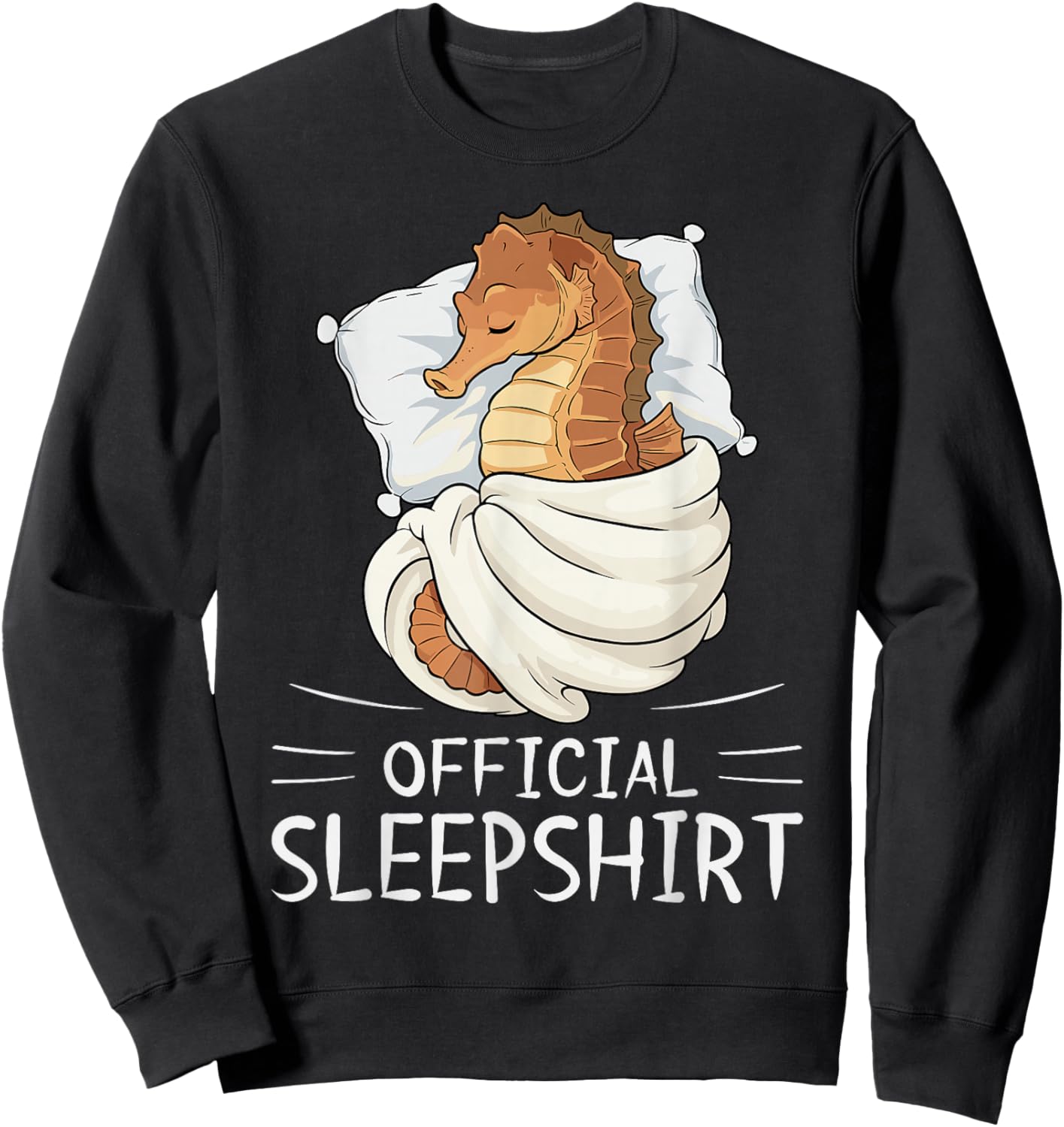 Seahorse Animal Official Sleepshirt Pajamas Nightgown Sweatshirt - Sweatshirt | Black