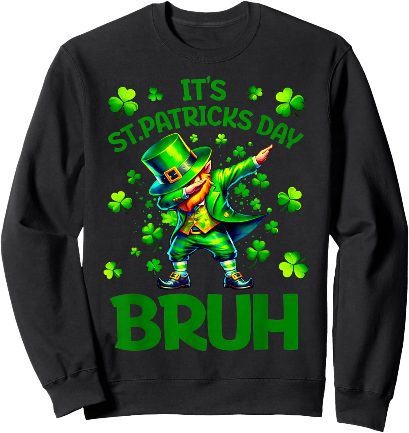 Bruh Dab Leprechaun Funny Kids Boys St Patricks Day Sweatshirt - Sweatshirt | Black