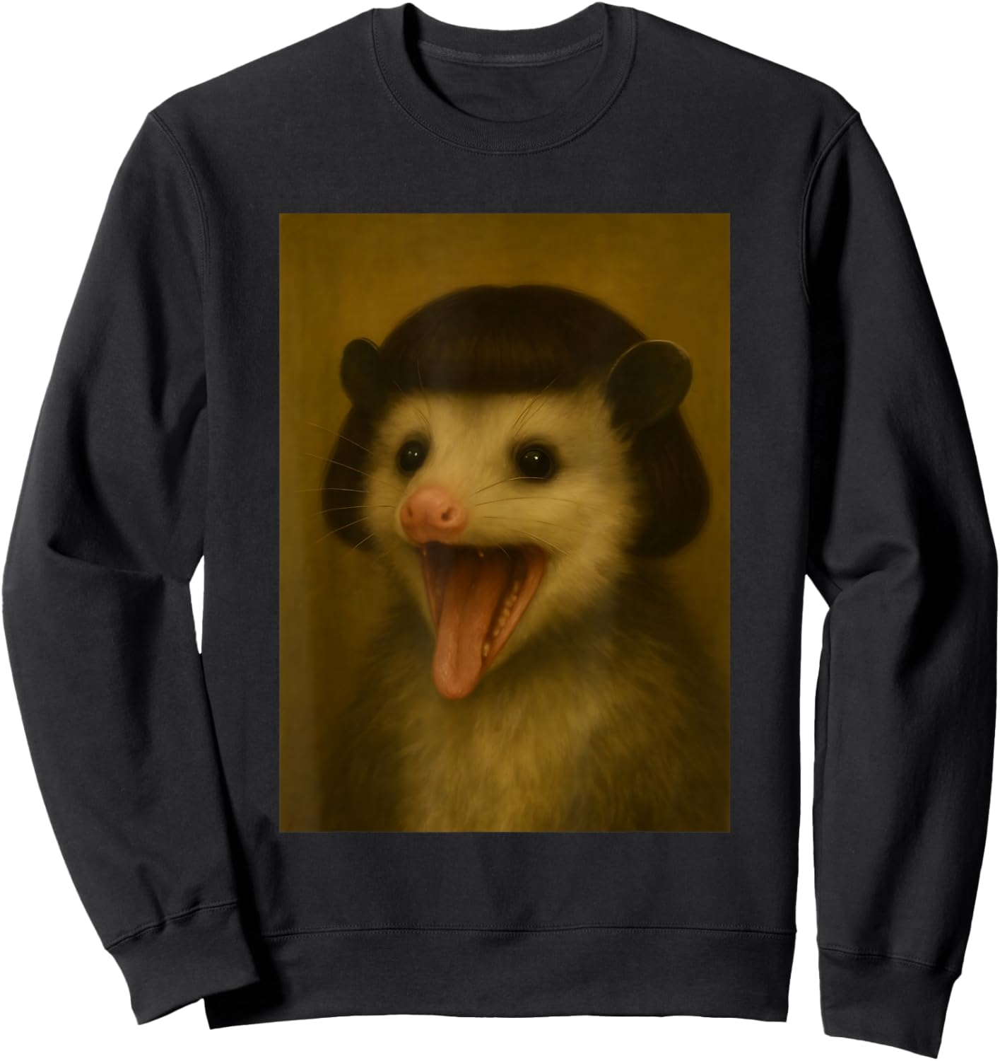 Funny Possum Bob Haircut Viral Meme Opossum Sweatshirt - Sweatshirt | Black