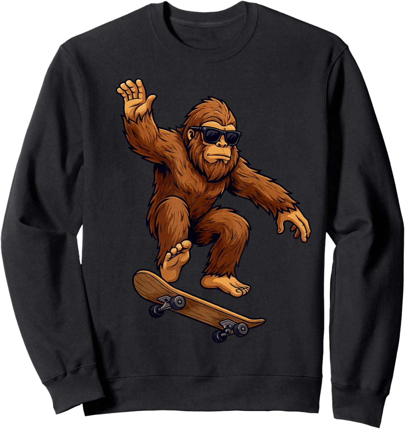 Funny Bigfoot Skateboard Sasquatch Skateboarding Boys Kids Sweatshirt - Sweatshirt | Black