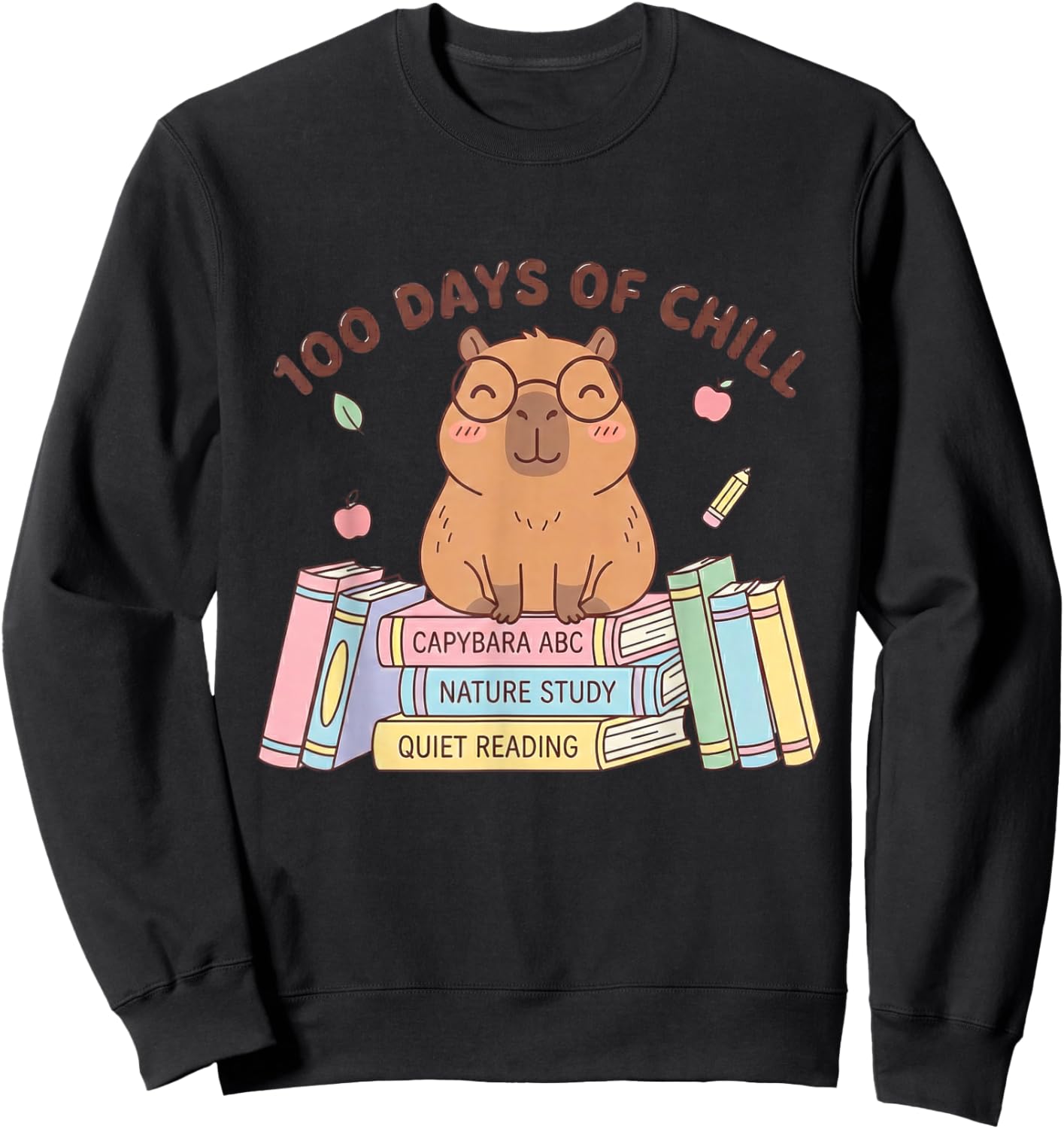 100 Days of Chill Capybara 100 Days of School Teacher Kids Sweatshirt - Sweatshirt | Black