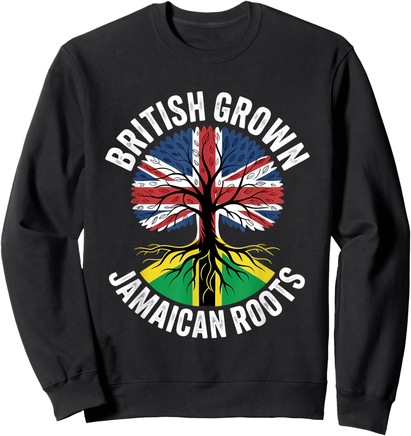 British Grown Jamaican Roots UK Jamaica Sweatshirt - Sweatshirt | Black