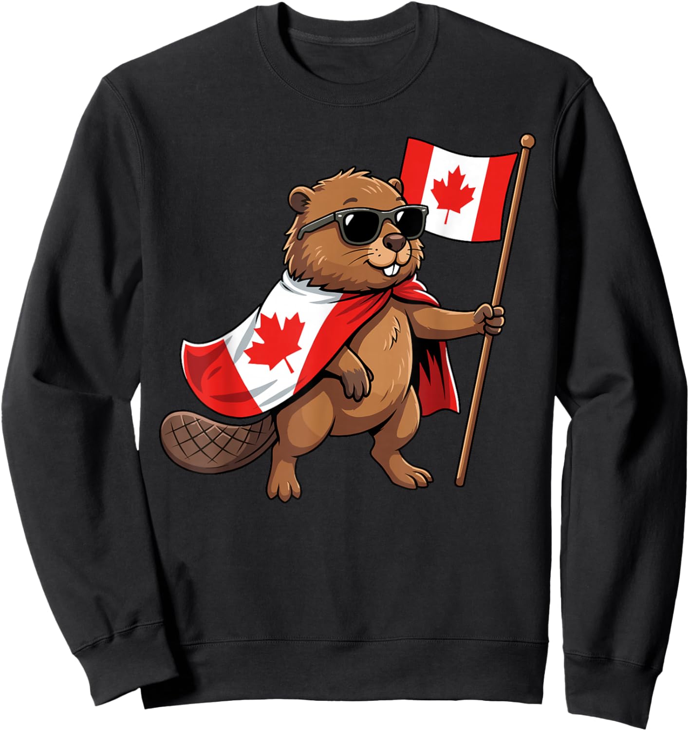 Canada Flag Beaver Men Women Kids Funny Canadian Sweatshirt - Sweatshirt | Black