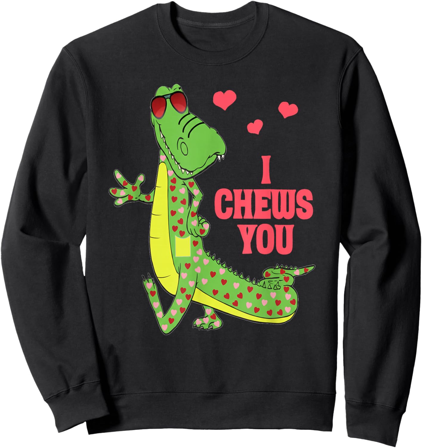 I Chews You Cute Valentine Alligator Love Design Sweatshirt - Sweatshirt | Black