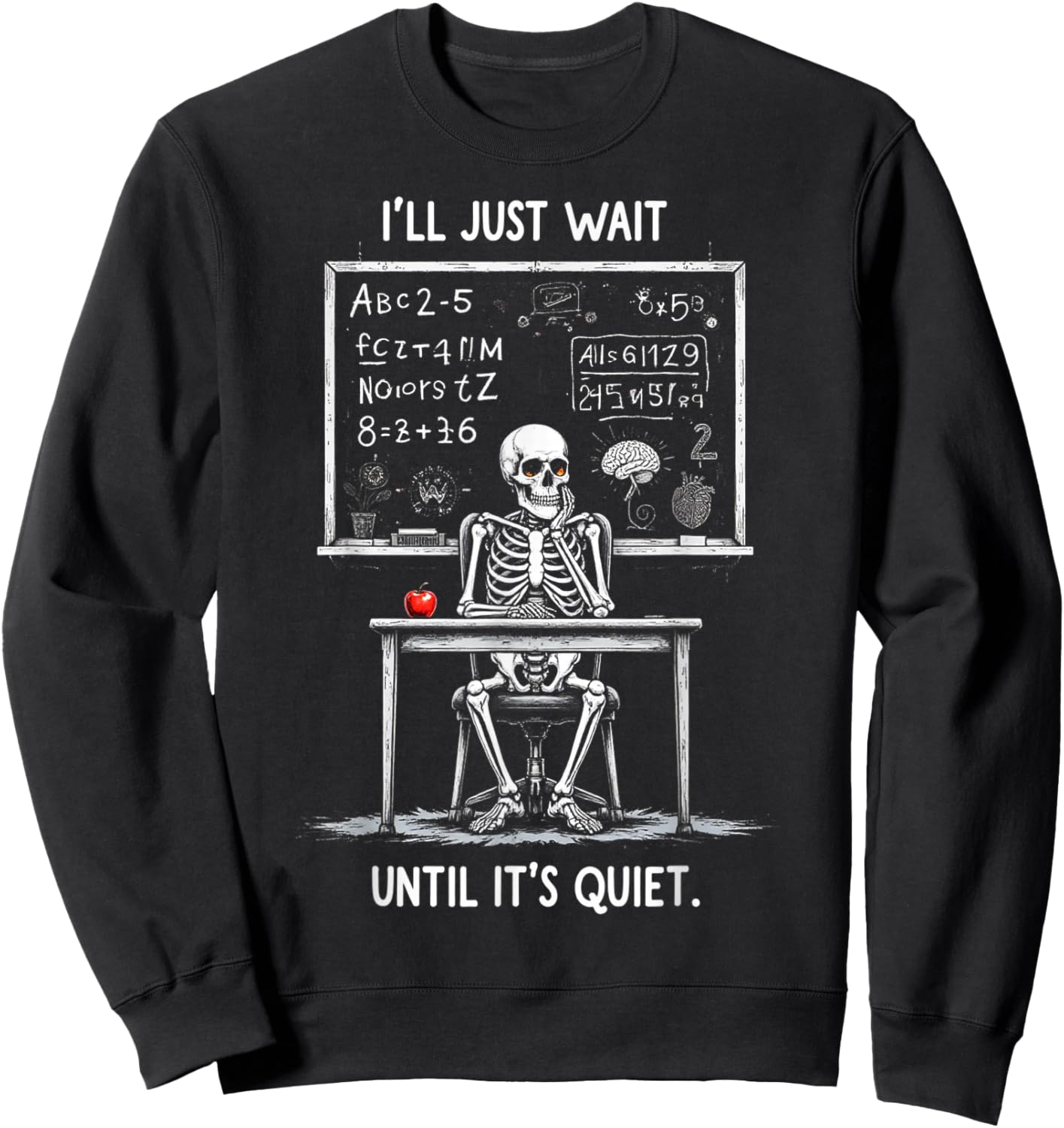 Halloween 2025 Funny Quiet Skeleton Teacher Cute Fall Lovers Sweatshirt - Sweatshirt | Black