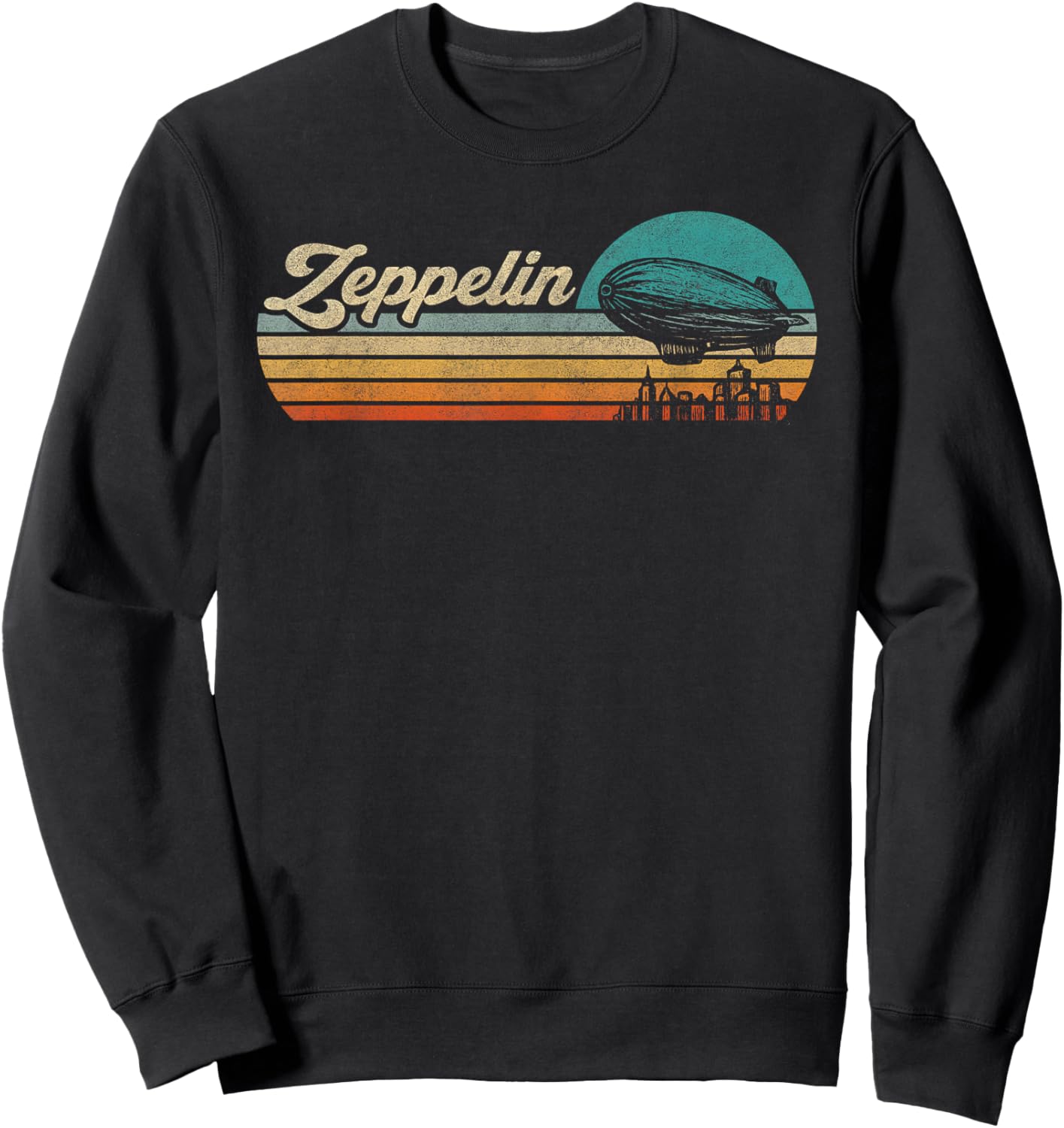 Retro Zeppelin 70s 80s Dirigible Airship Zepelin Sweatshirt - Sweatshirt | Black