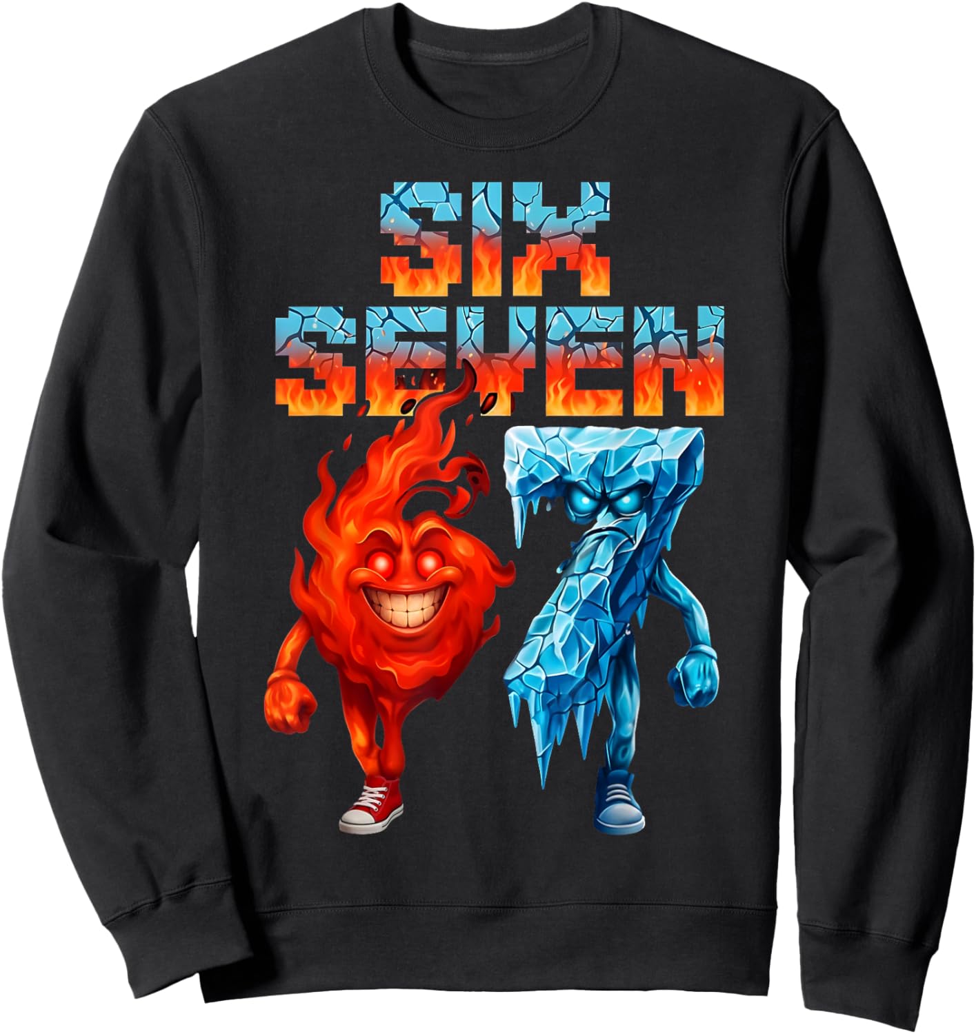 Funny Six Seven 67 Brainrot Meme Gift Teen Boys Kids Sweatshirt - Sweatshirt | Black