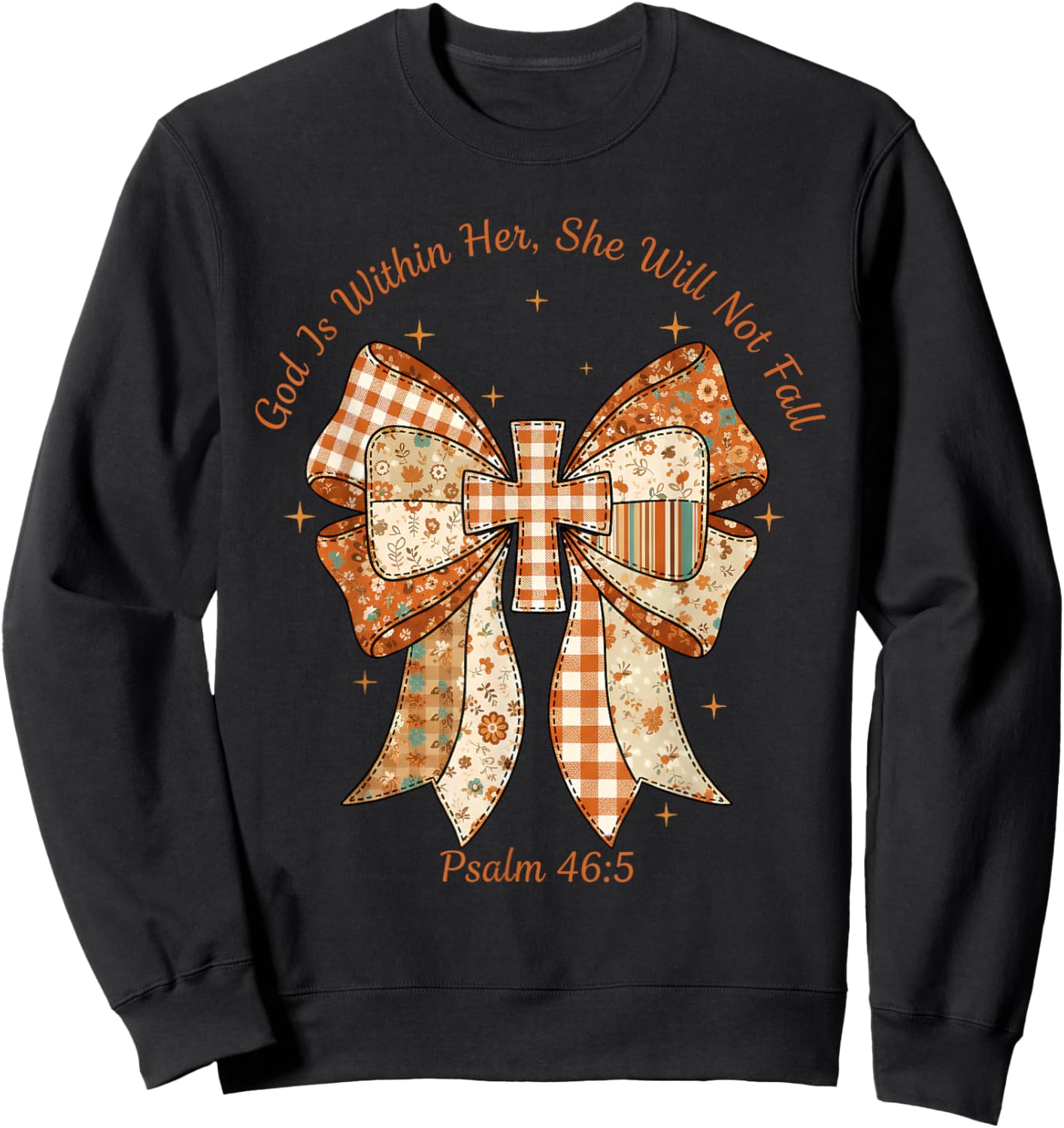 God is Within Her She Will Not Fall Psalm 46:5 Coquette Sweatshirt - Sweatshirt | Black