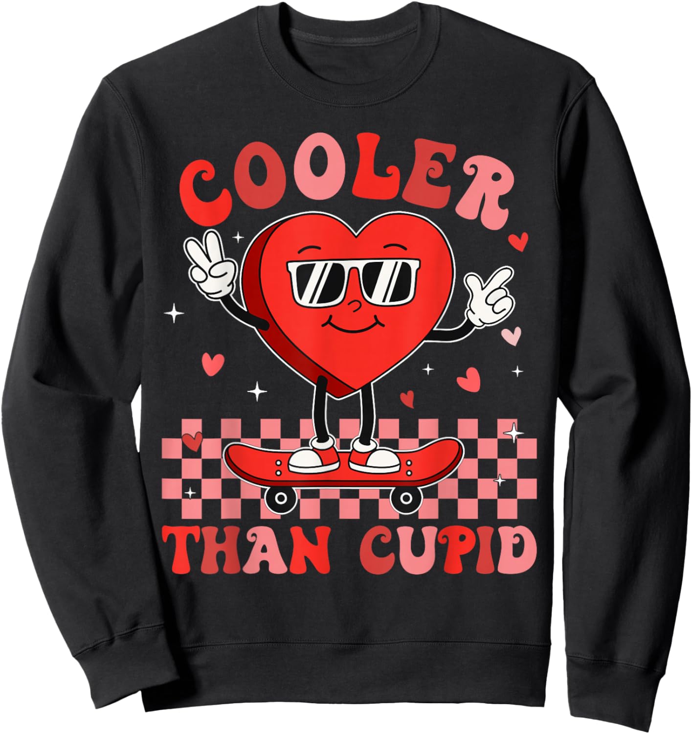 Cooler Than Cupid Valentines Day for Teens Kids Boys Girls Sweatshirt - Sweatshirt | Black