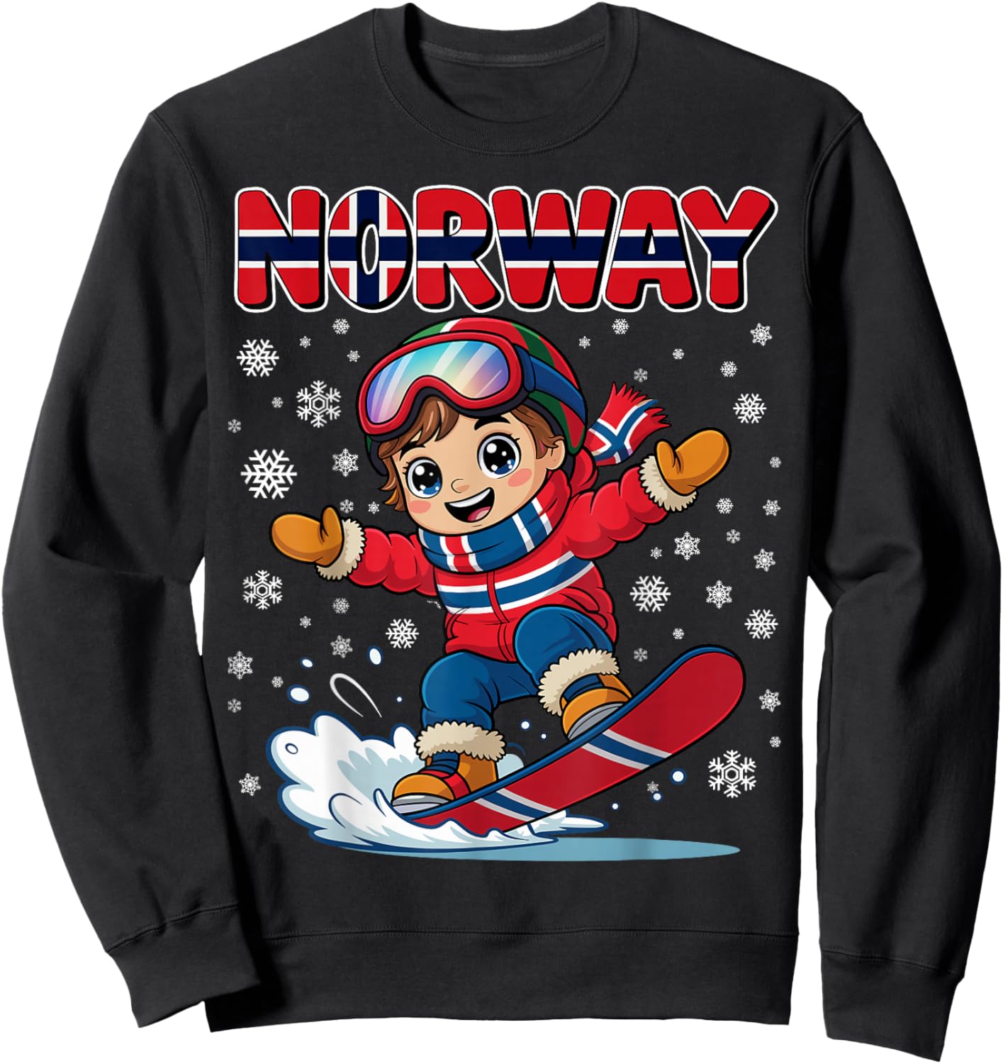 Norway Snowboard Kid Norge Flag for Boys Kids Sweatshirt - Sweatshirt | Black