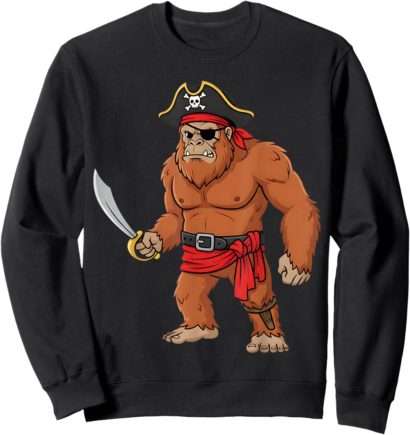 Pirate Bigfoot Toddler Boy Funny Kids Halloween Costume Sweatshirt - Sweatshirt | Black