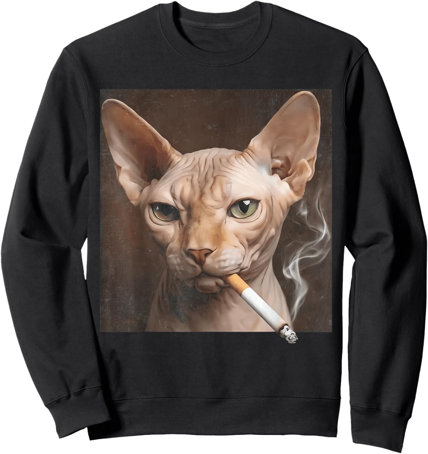 Funny Sphynx Cat Smoking Meme Lover Dog Sweatshirt - Sweatshirt | Black