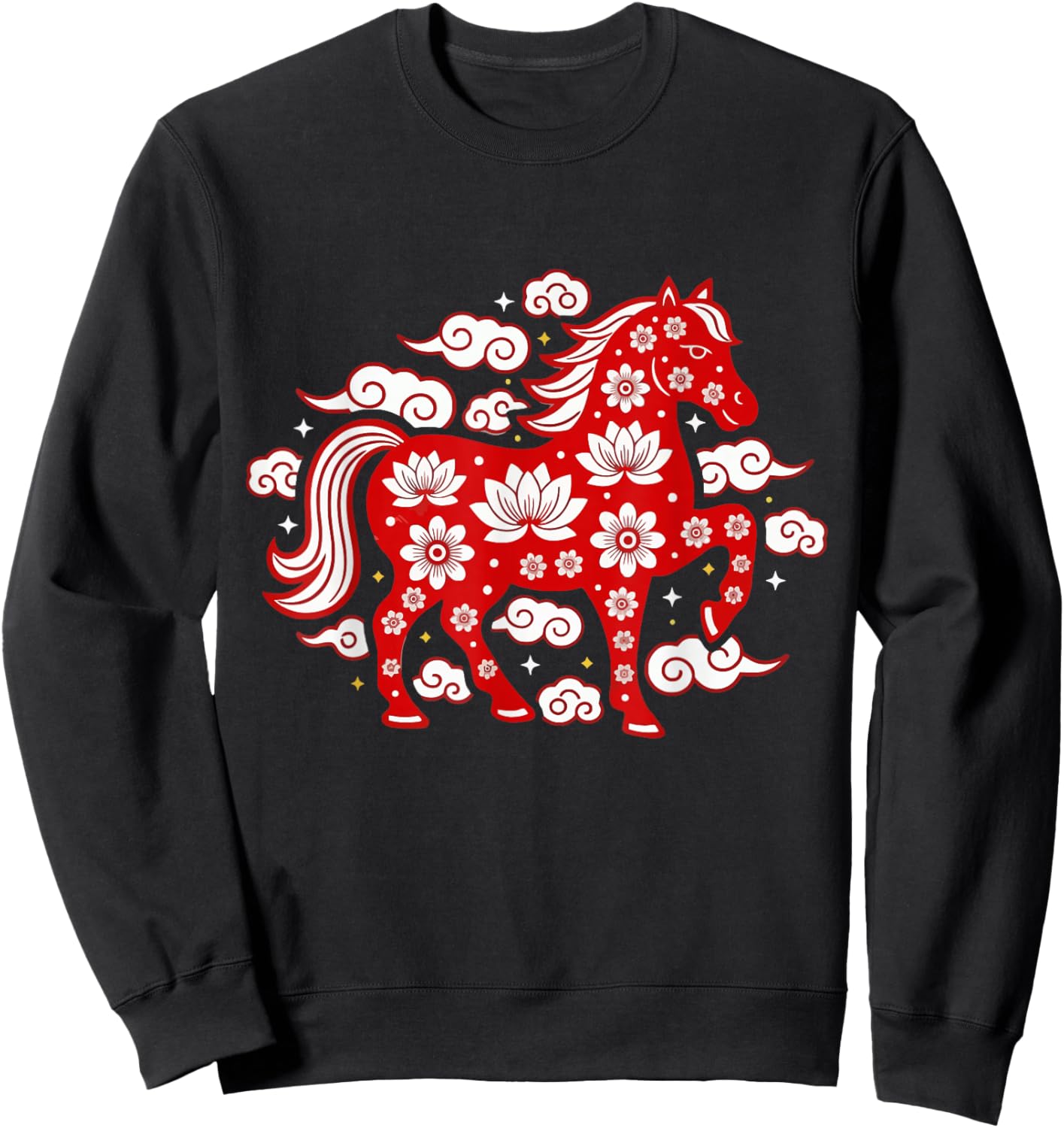 Lunar New Year 2026 Horse Zodiac Celebration Art Chinese Sweatshirt - Sweatshirt | Black