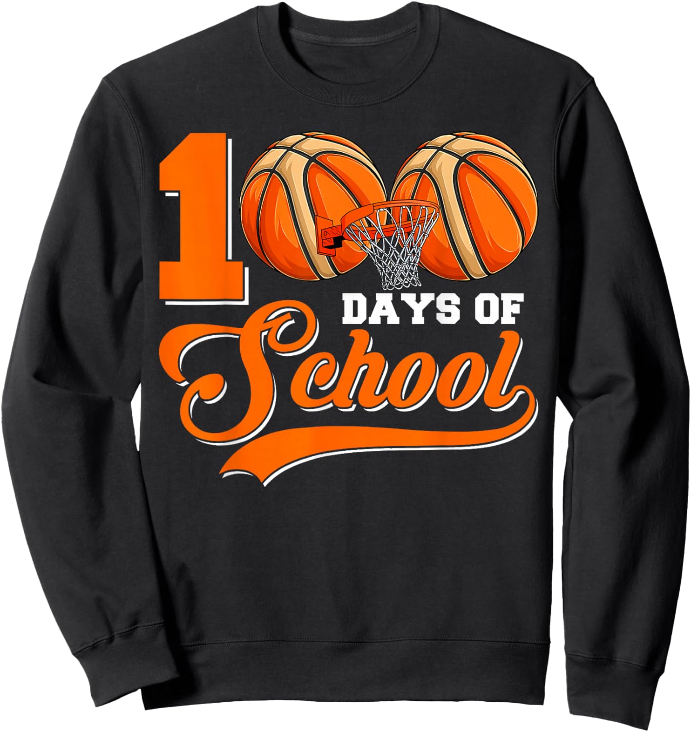 100 Days of School Basketball Happy 100th Day of School Boys Sweatshirt - Sweatshirt | Black