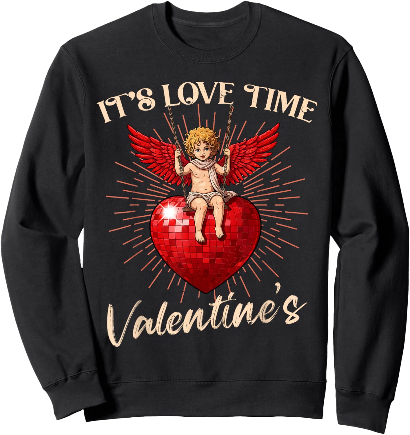 It's Love Time' Cute Cupid Valentine, for Valentine Day Fun Sweatshirt - Sweatshirt | Black
