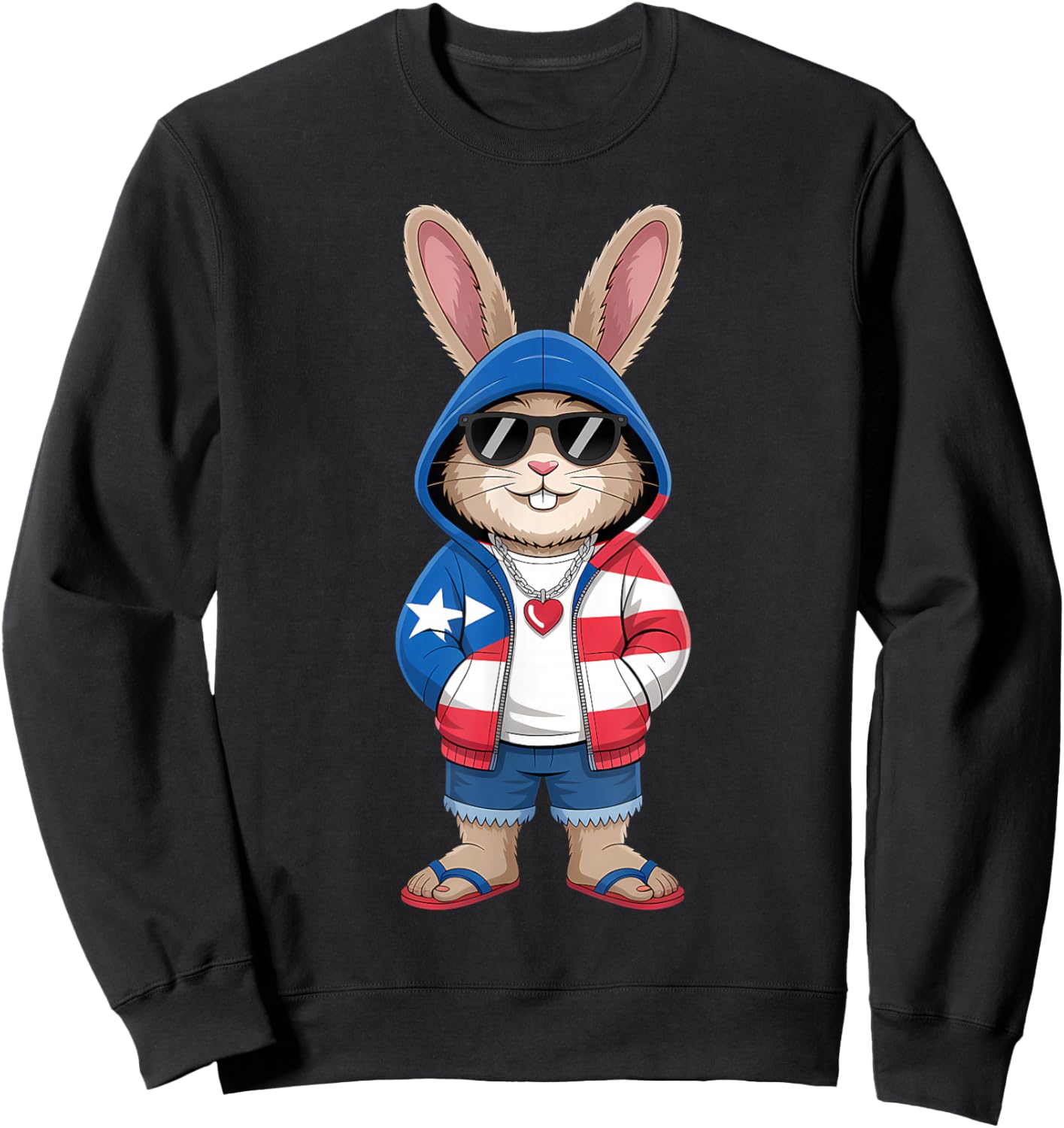 Puerto Rico Rabbit Puerto Rican Flag Bunny Sweatshirt - Sweatshirt | Black