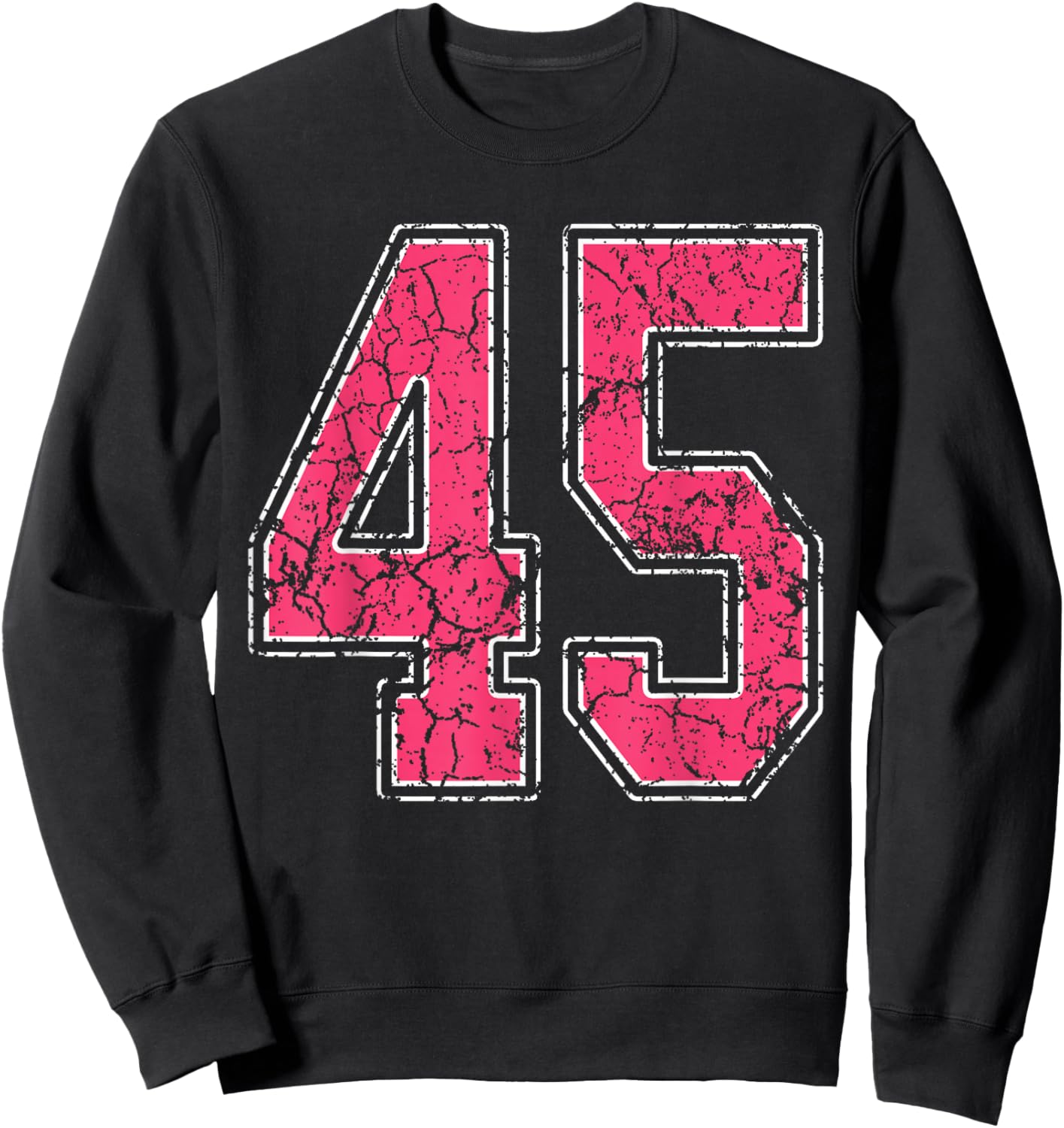 Grunge Pink and White Number 45 Jersey Player Uniform #45 Sweatshirt - Sweatshirt | Black