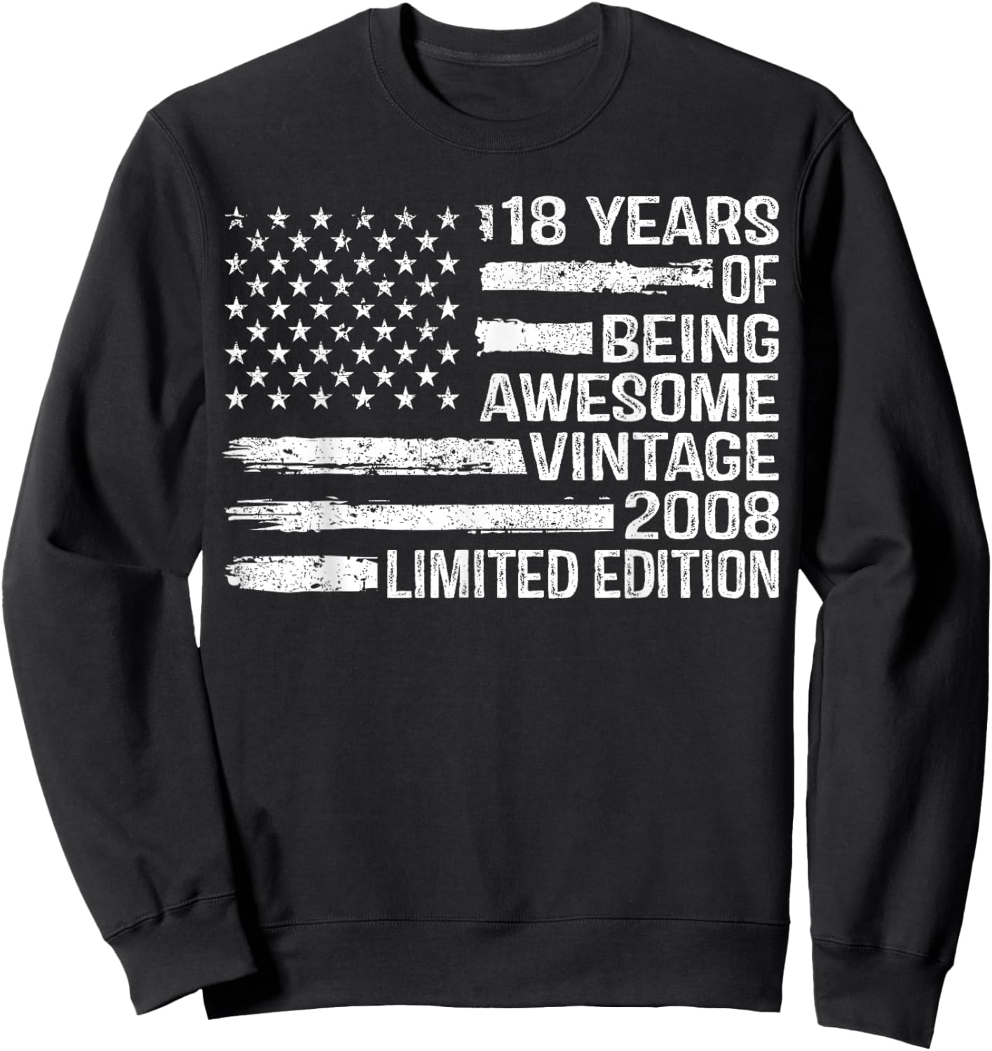 18 Years Old Birthday Vintage American Flag 18th Birthday Sweatshirt - Sweatshirt | Black