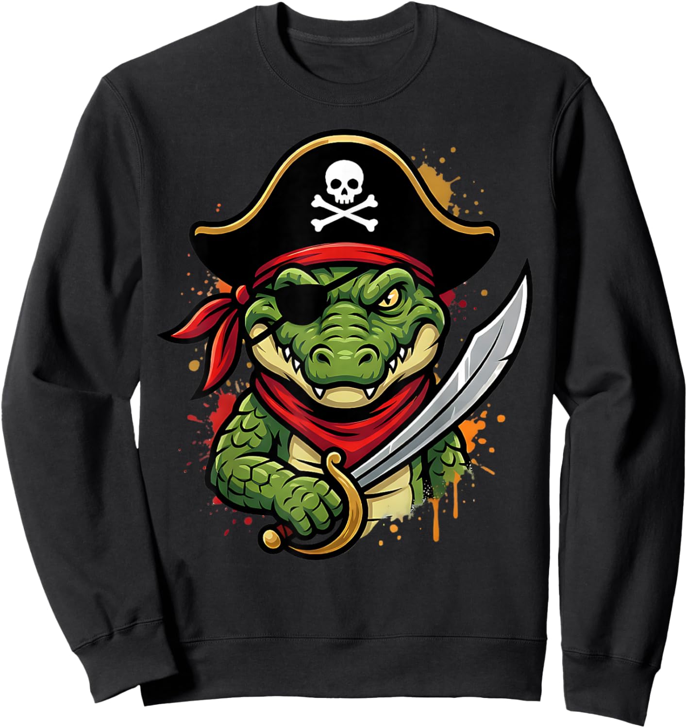 Funny Pirate Alligator Halloween Costume Men Women Boys Sweatshirt - Sweatshirt | Black