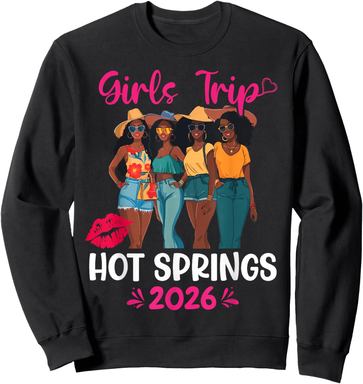 Black Girls Trip Hot Springs 2026 Vacation Matching Sweatshirt - Sweatshirt | Black