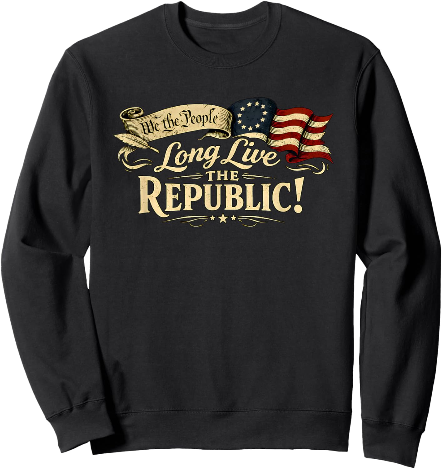 Long Live The Republic USA 1776 2026 Patriotic 4th of July Sweatshirt - Sweatshirt | Black