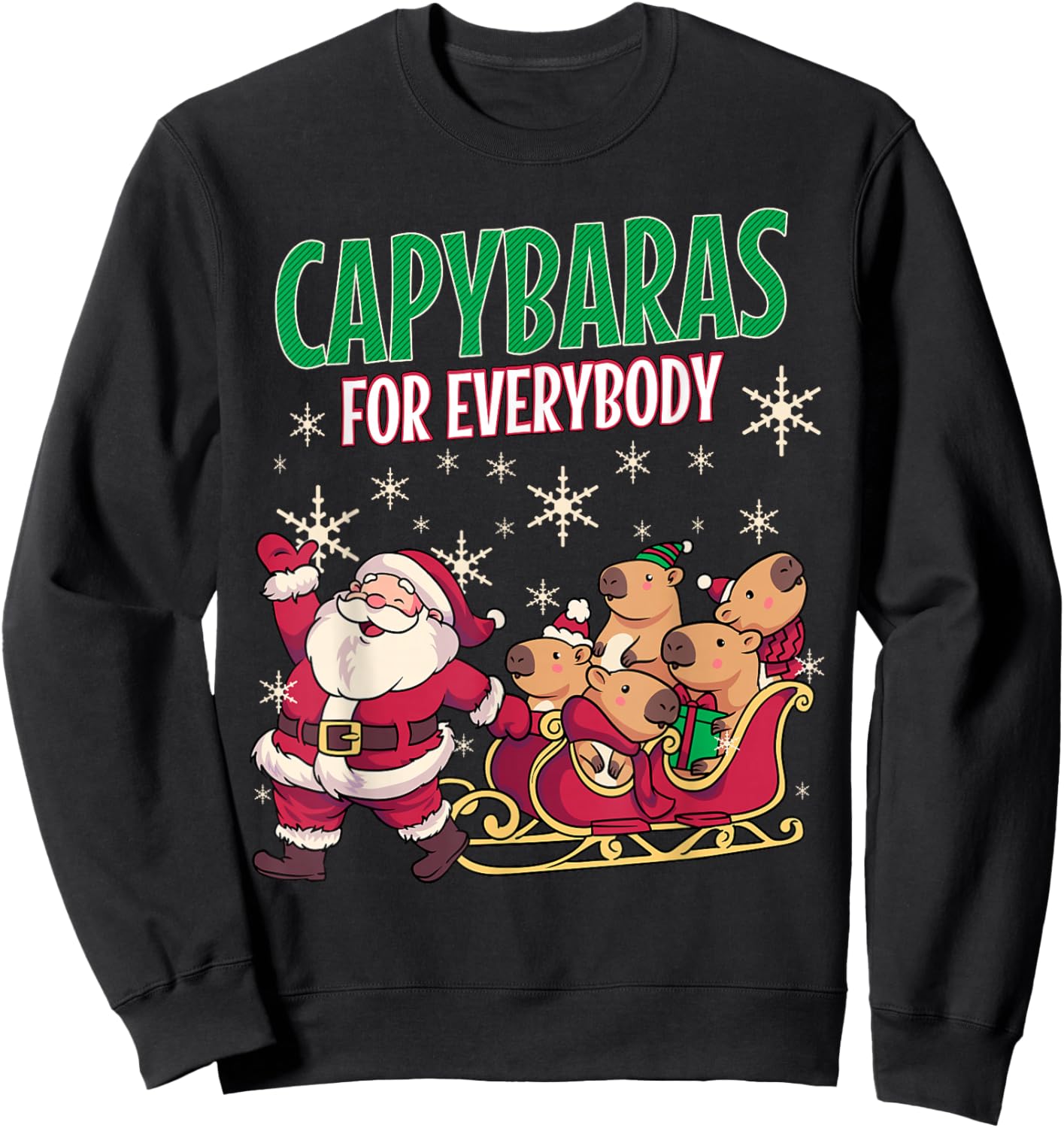 Ugly Christmas Men Kinds Women Funny Capybara Sweatshirt - Sweatshirt | Black
