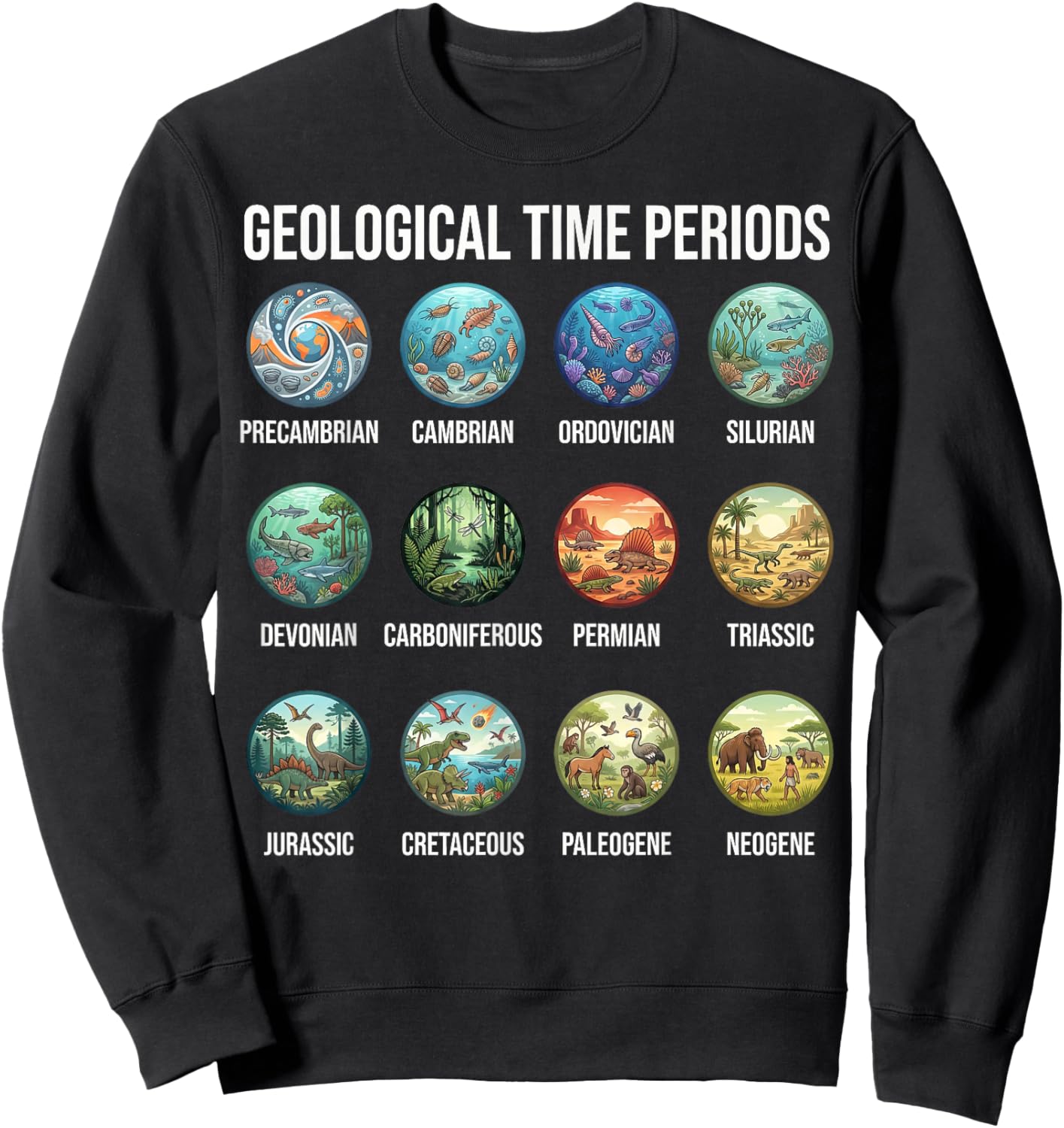 Geological Time Periods Chart Paleontology & Earth History Sweatshirt - Sweatshirt | Black