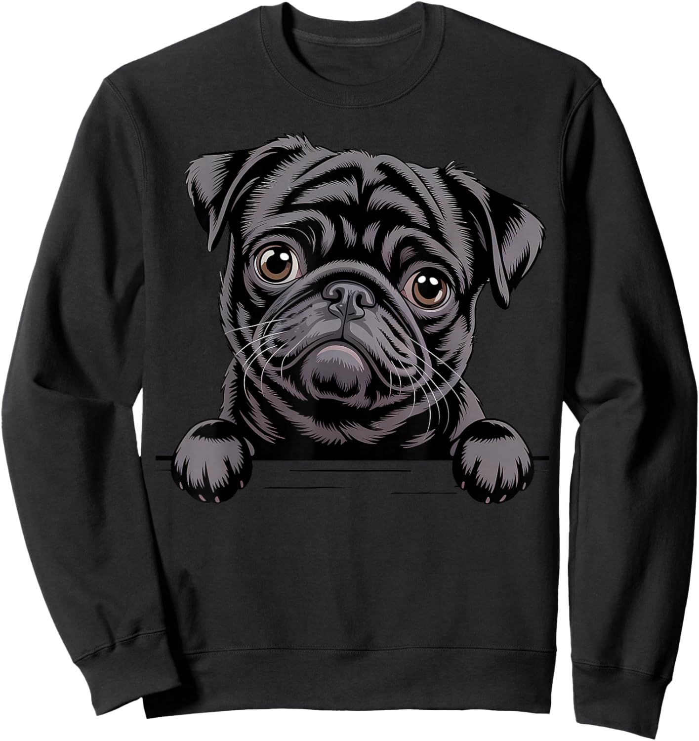 Black Pug Funny Peeking Pocket Puppy Dog Lover Sweatshirt - Sweatshirt | Black