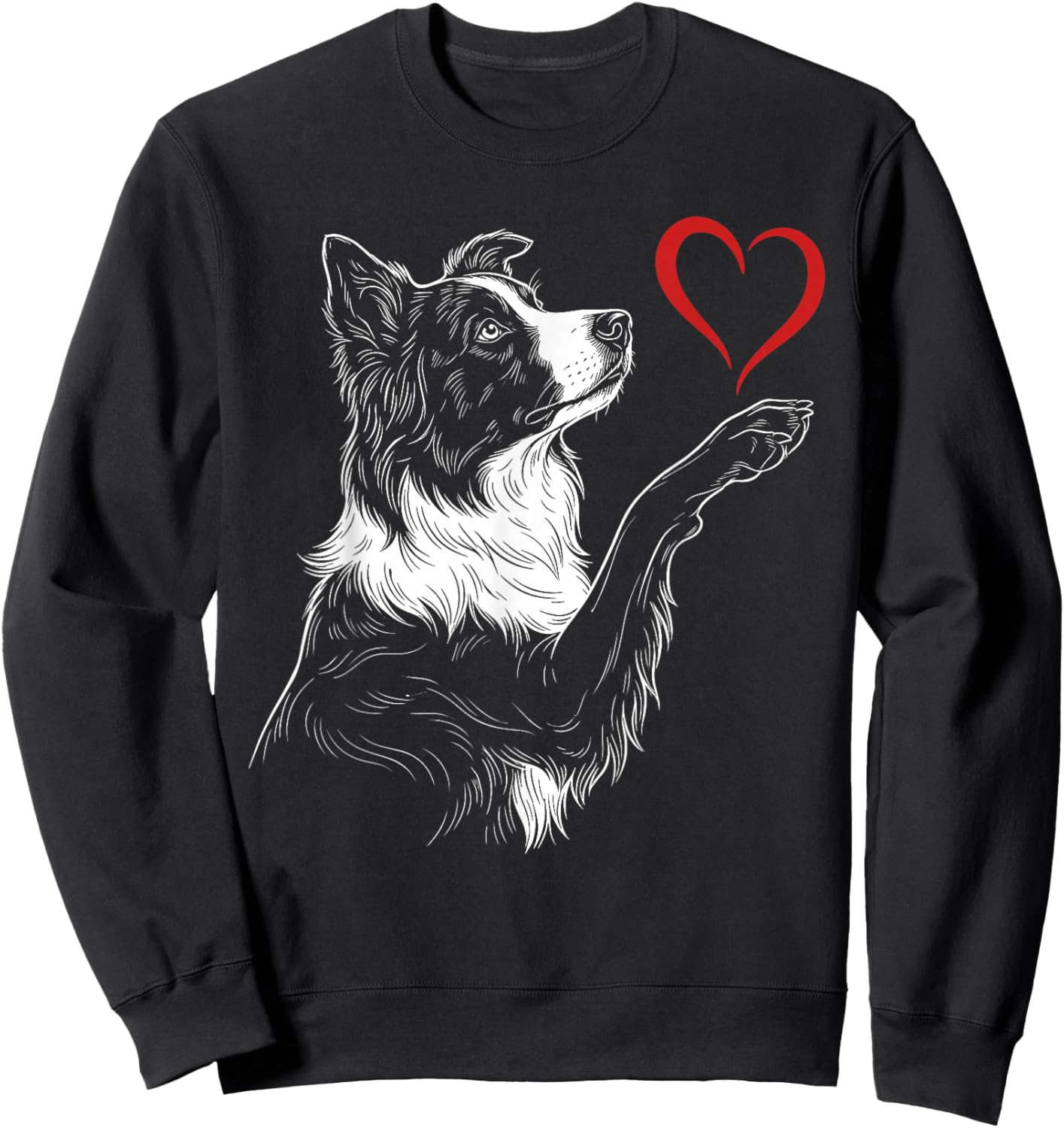 Border Collie Lover Dog Art Holding Heart Valentines Sweatshirt - Sweatshirt | Black