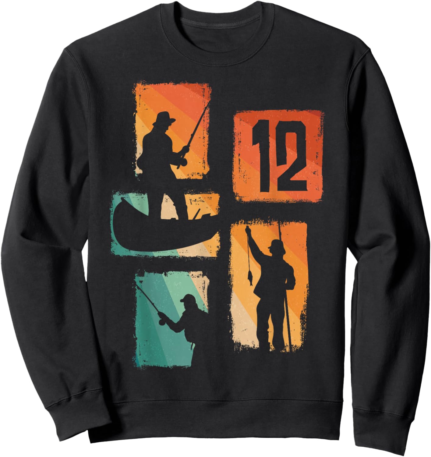 12th Birthday Fishing 12 Years Old Fisherman Fish Angler Sweatshirt - Sweatshirt | Black