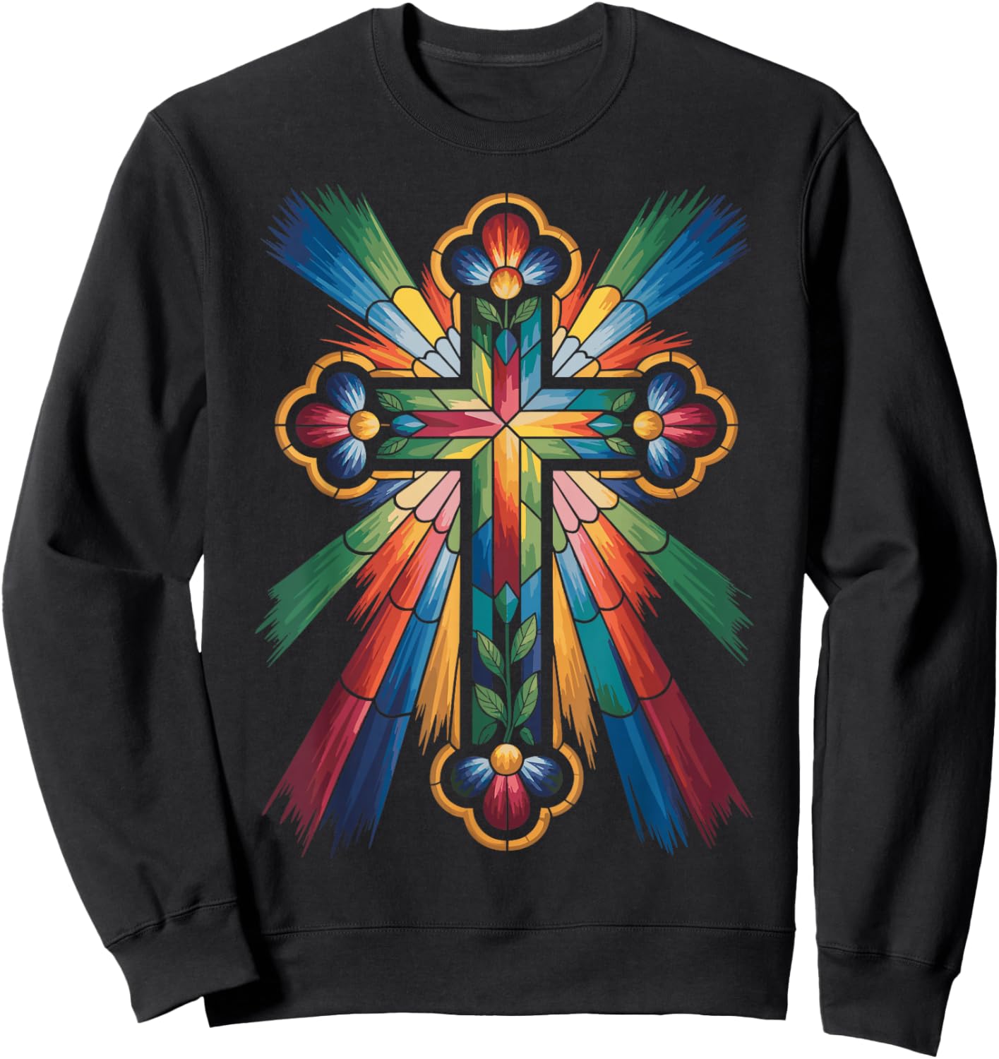 Cross Colorful Christian Religous Sweatshirt - Sweatshirt | Black