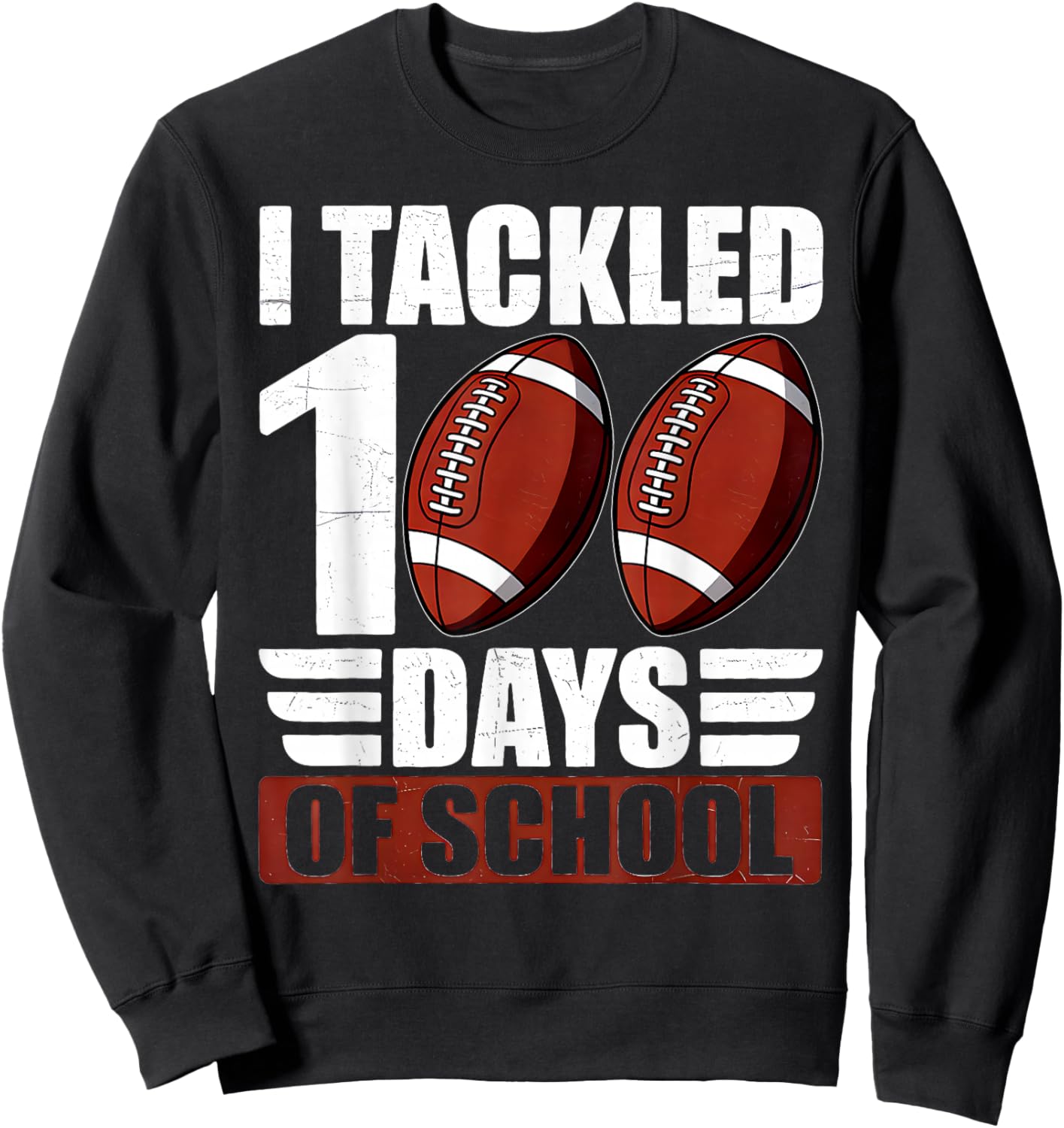 100 Days of School Boys Football 100th Day of School Kids Sweatshirt - Sweatshirt | Black