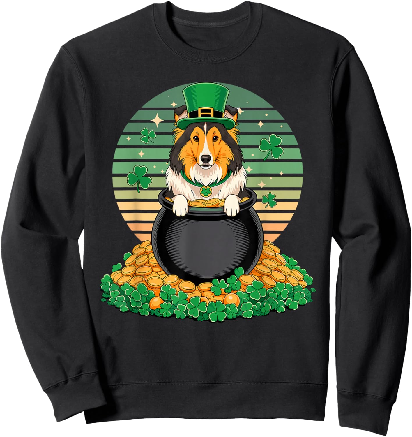 Shetland Sheepdog St Patricks Day Leprechaun Sheltie Sweatshirt - Sweatshirt | Black
