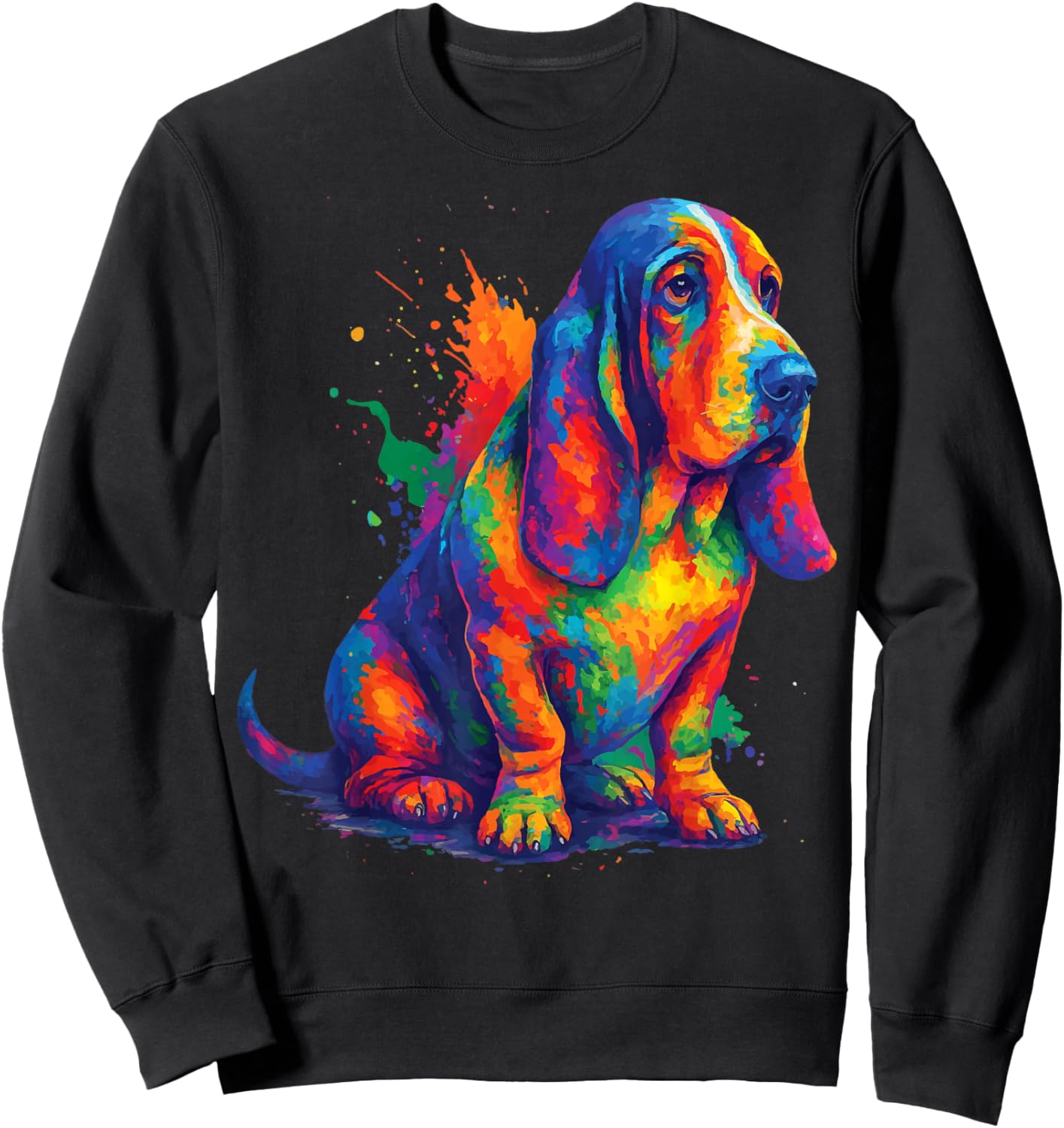 Basset Hound Colorful Sweatshirt - Sweatshirt | Black