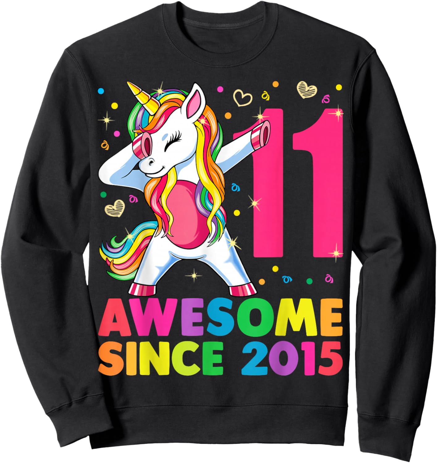 11 Years Old Unicorn Dabbing 11th Birthday Girl Gift Party Sweatshirt - Sweatshirt | Black
