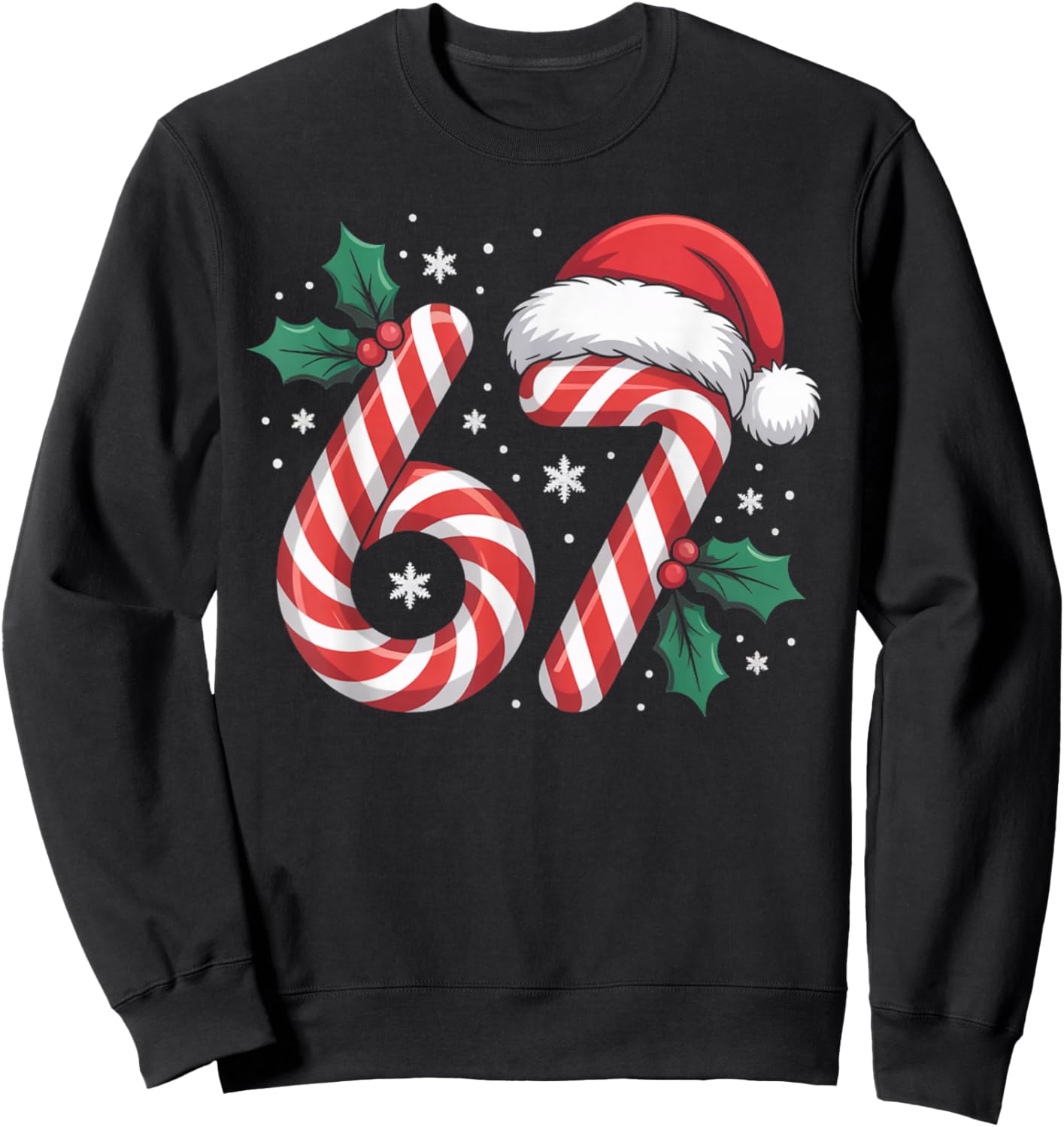 Christmas Candy Cane 67 Meme Funny Boys Girls Sweatshirt - Sweatshirt | Black