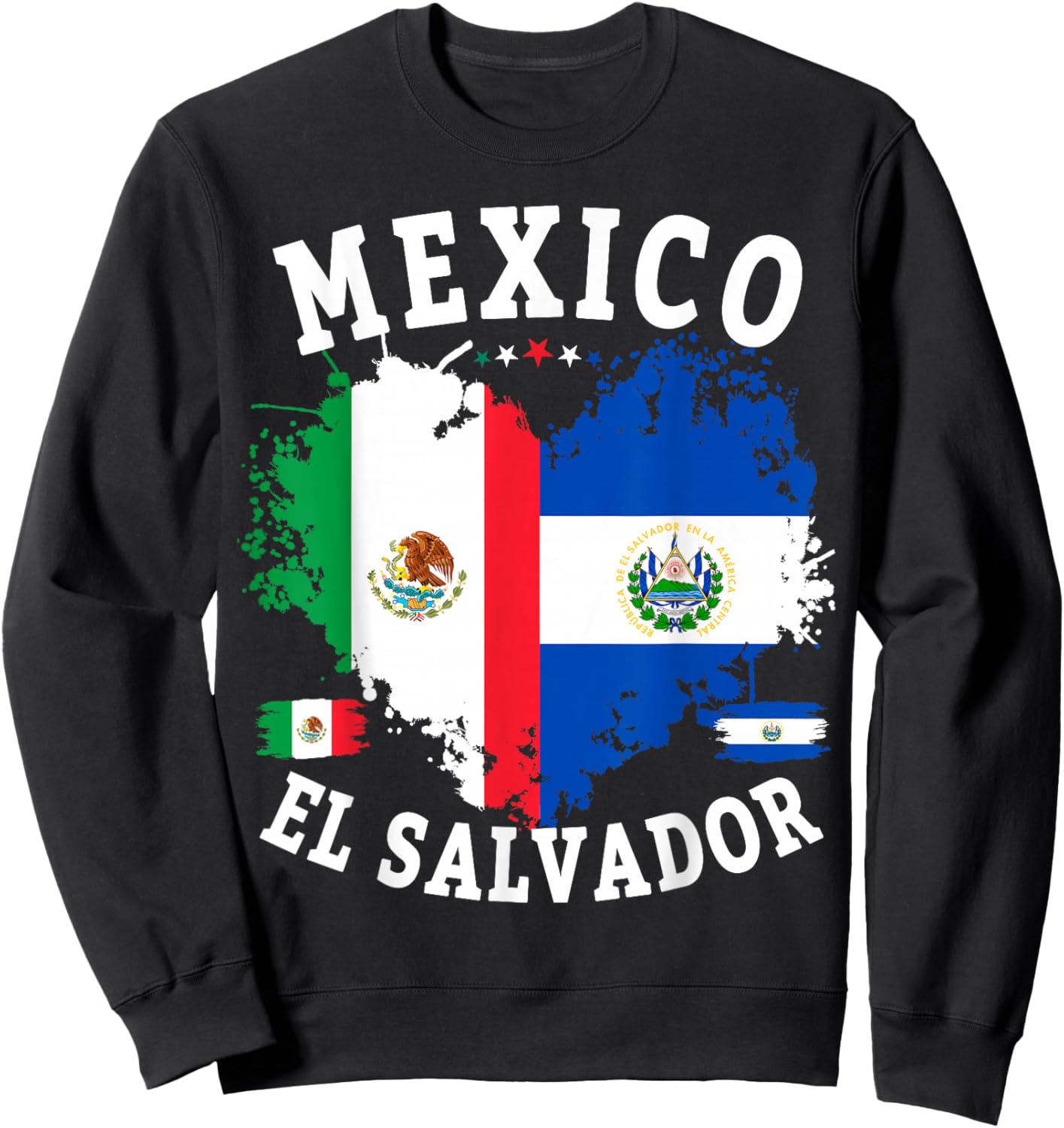 Mexico & Salvador Flag Costume Idea for Kids Salvadoreño Sweatshirt - Sweatshirt | Black