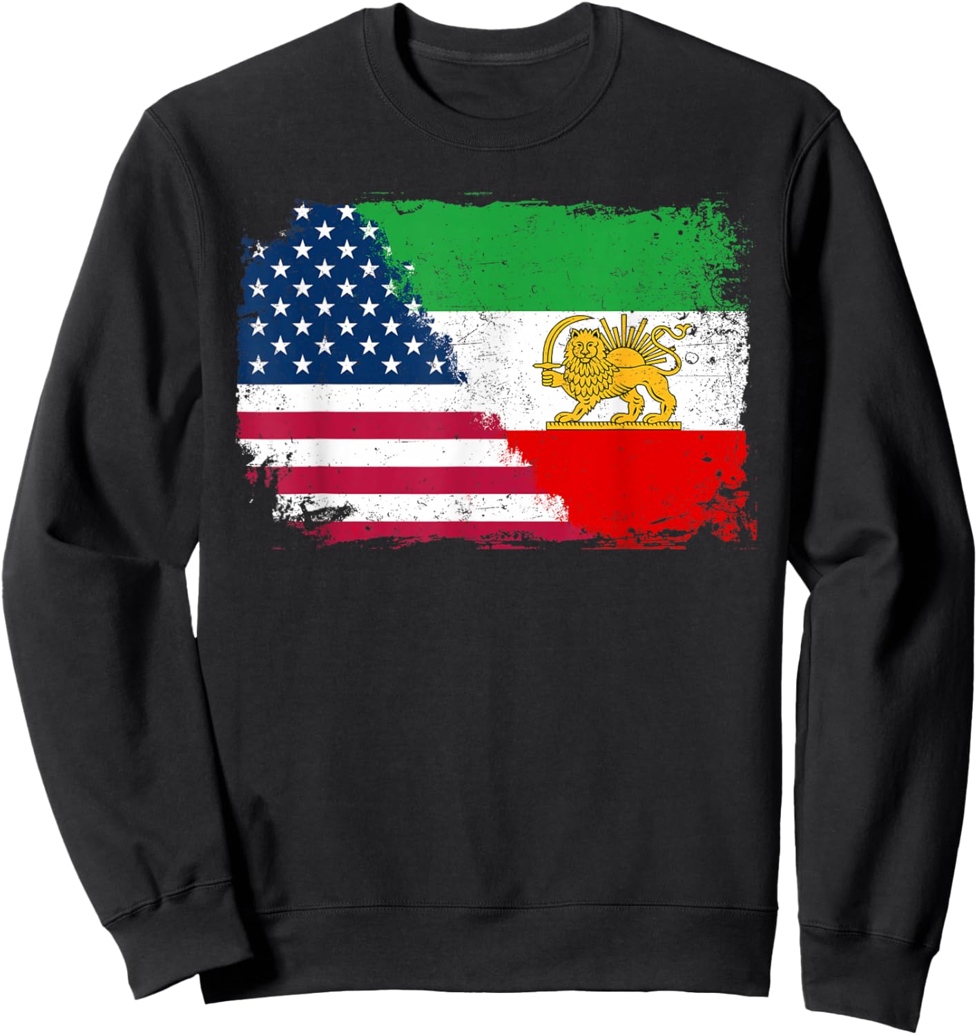 Vintage Persian American Flag USA Persia Roots Heritage Sweatshirt - Sweatshirt | Black