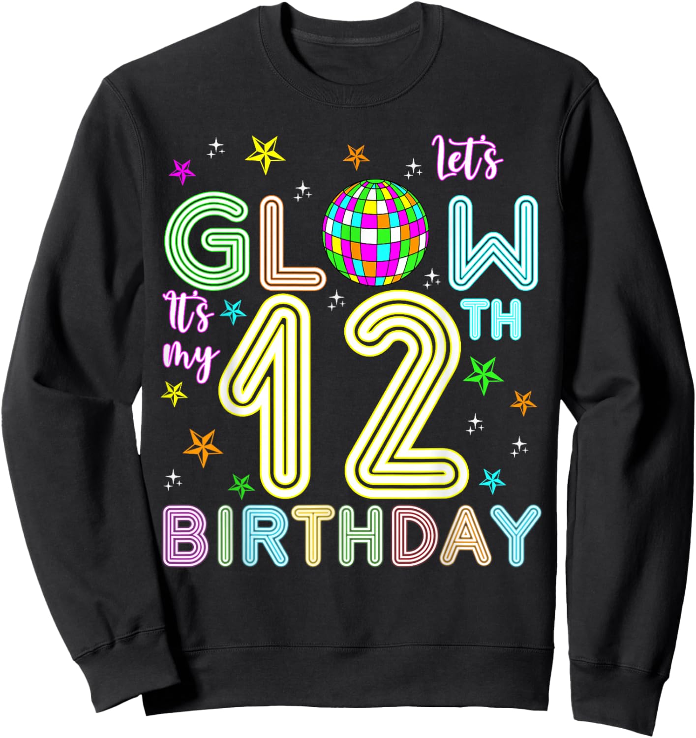 It's My 12th Birthday Glowing 80s 12 Year Old Sweatshirt - Sweatshirt | Black