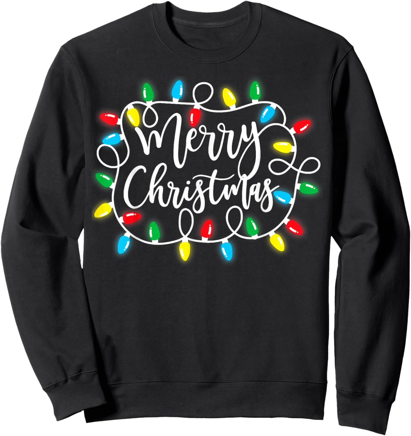 Merry Christmas Lights Xmas Family Matching Pajama Men Women Sweatshirt - Sweatshirt | Black